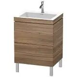 Duravit L-Cube Möbelwaschtisch c-bonded bodenstehend mit 2 Auszügen und 1 Hahnloch 60 x 48 cm   nussbaum natur (dekor) LC6936O7979