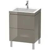 Duravit L-Cube Möbelwaschtisch c-bonded bodenstehend mit 2 Auszügen und 1 Hahnloch 60 x 48 cm   flannel grey hochglanz (lack) LC6936O8989