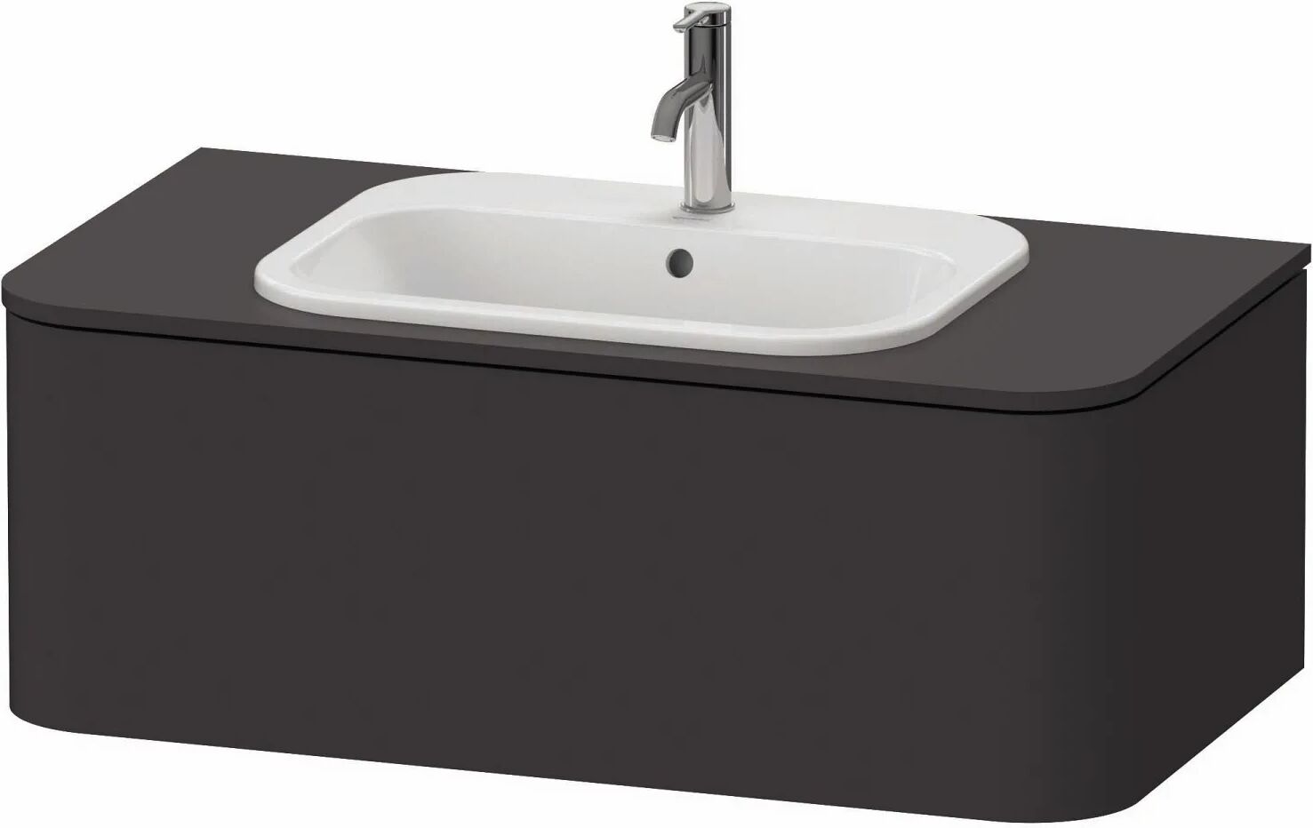 Duravit Happy D.2 Plus Waschtischunterschrank wandhängend mit 1 Auszug, 35,4 x 100 x 55 cm  B: 100 T: 55 H: 35,4 cm graphit supermatt HP495108080