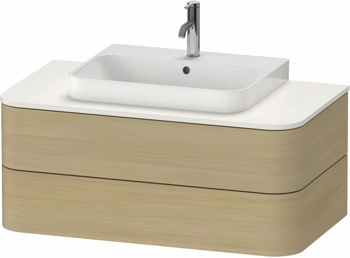 Duravit Happy D.2 Plus Waschtischunterschrank für Aufsatzbecken, 2 Schubkästen, wandhängend 100 x 55 cm  B: 100 T: 55 H: 40,8 cm eiche mediterrane