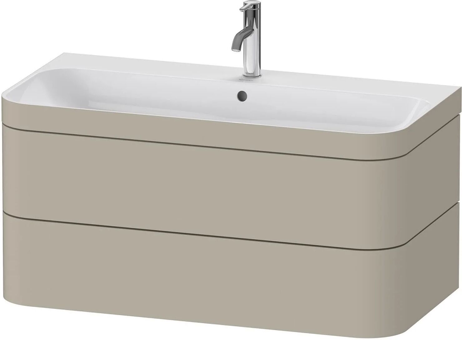 Duravit Happy D.2 Plus Möbelwaschtisch 97,5 x 49 cm c-bonded, mit 1 Hahnloch, mit 2 Auszügen  97,5 T: 49 H: 46,8 cm taupe seidenmatt (lack)