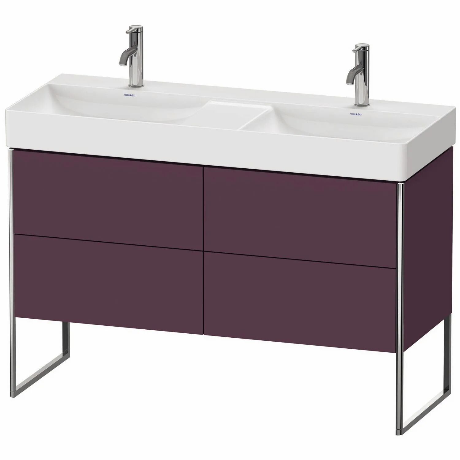 Duravit XSquare Waschtischunterbau stehend 118,4 cm, mit 4 Auszügen   aubergine seidenmatt (lack) XS445609494