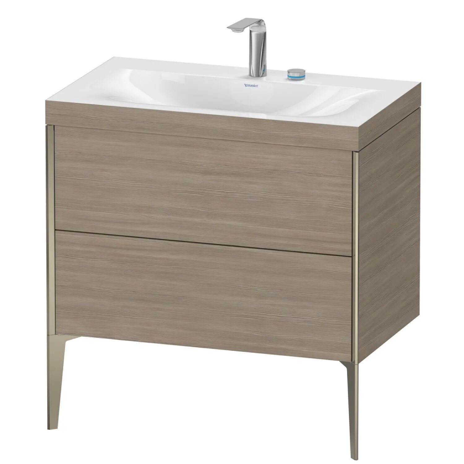 Duravit XViu Möbelwaschtisch 80 x 48 cm c-bonded mit 2 Hahnlöchern, mit 2 Auszügen, bodenstehend   amerikanischer nussbaum (echtholzfurnier)