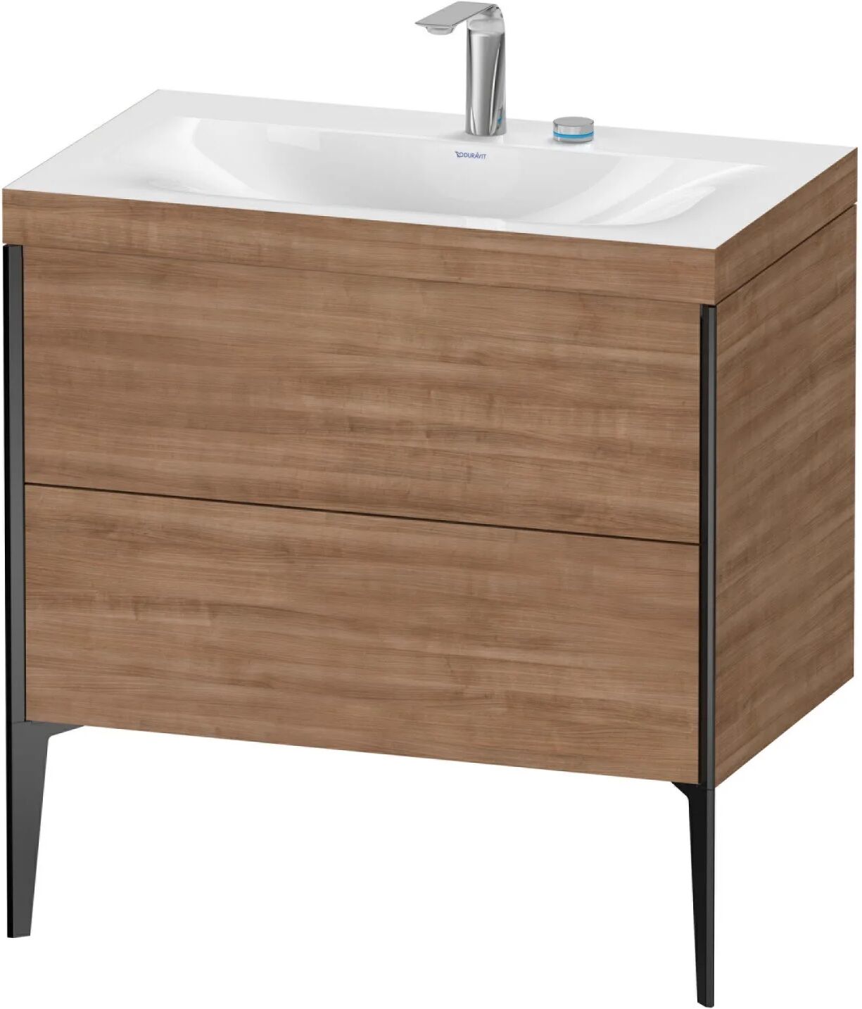 Duravit XViu Möbelwaschtisch 80 x 48 cm c-bonded mit 2 Hahnlöchern, mit 2 Auszügen, bodenstehend   eiche dunkel gebürstet (echtholzfurnier)