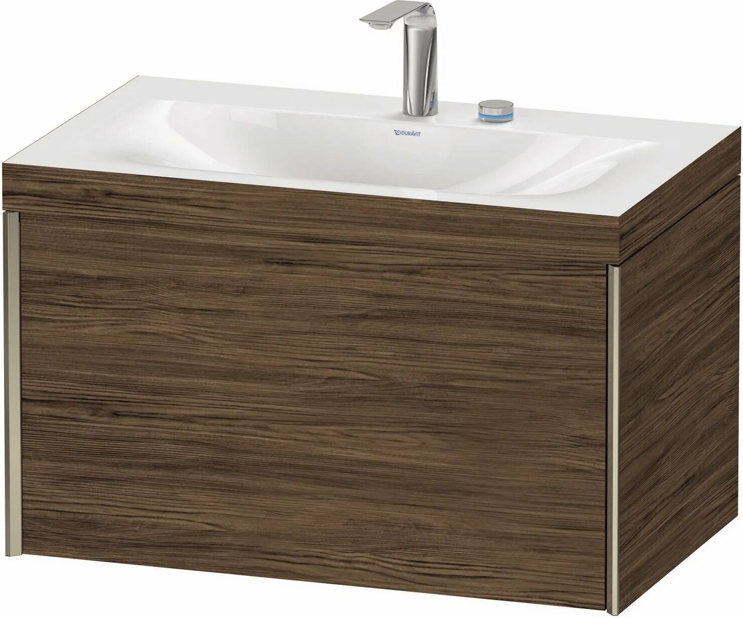 Duravit XViu Möbelwaschtisch 80 x 48 cm c-bonded mit 2 Hahnlöchern, wandhängend mit 1 Auszug   nussbaum dunkel (dekor) XV4610EB121C