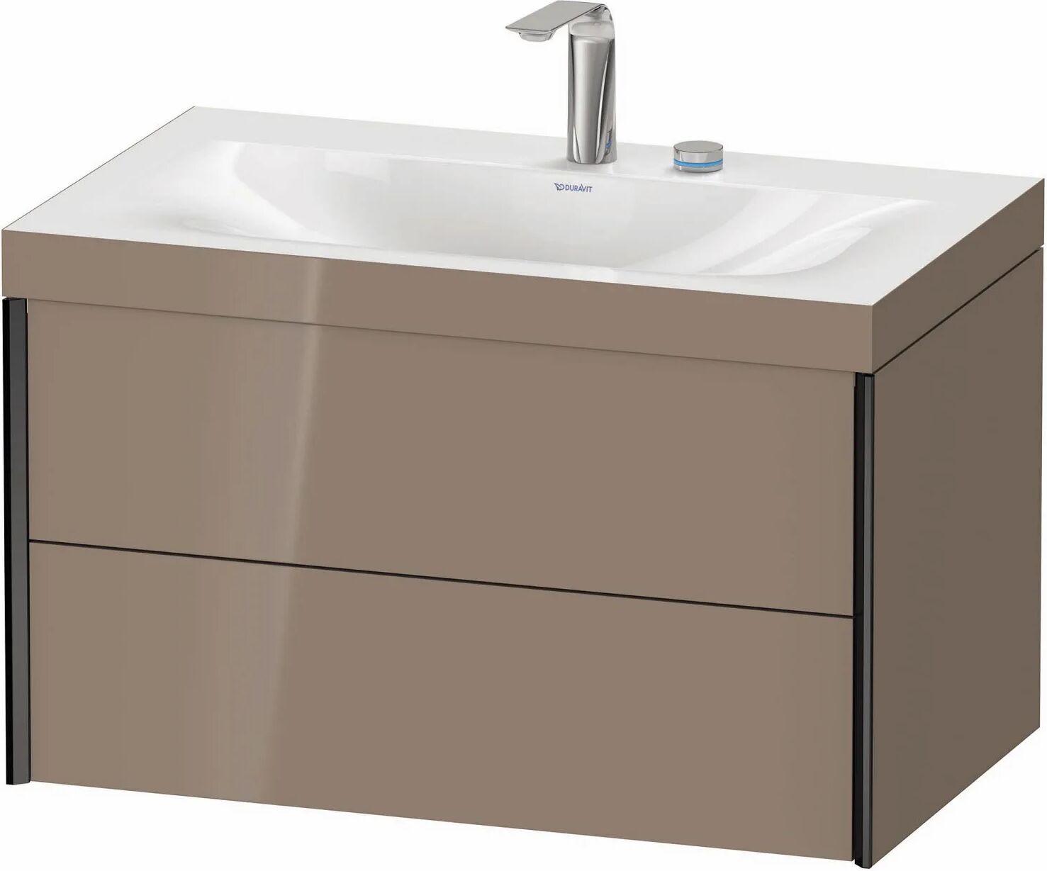 Duravit XViu Möbelwaschtisch 80 x 48 cm c-bonded mit 2 Hahnlöchern, wandhängend mit 2 Auszügen   cappuccino hochglanz (lack) XV4615EB286C