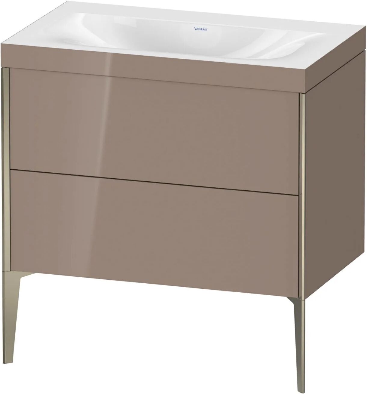 Duravit XViu Möbelwaschtisch 80 x 48 cm c-bonded ohne Hahnloch, mit 2 Auszügen, bodenstehend   cappuccino hochglanz (lack) XV4710NB186C