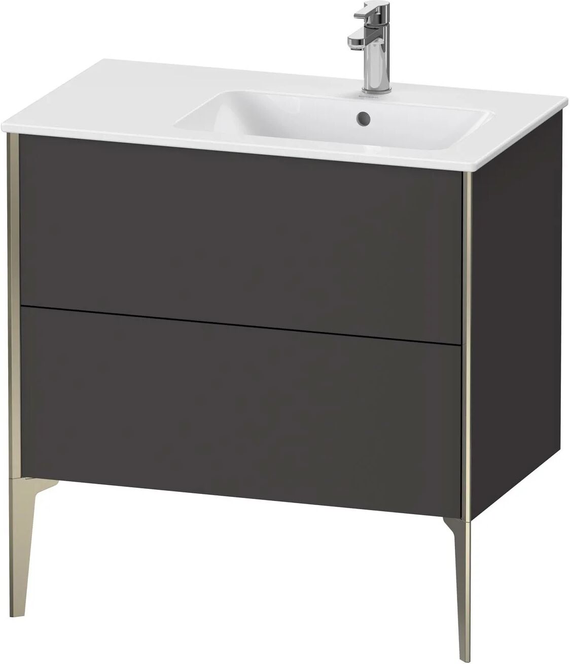 Duravit XViu Waschtischunterbau stehend 81 cm, 2 Auszüge, für Becken rechts   graphit supermatt (dekor) XV44870B180