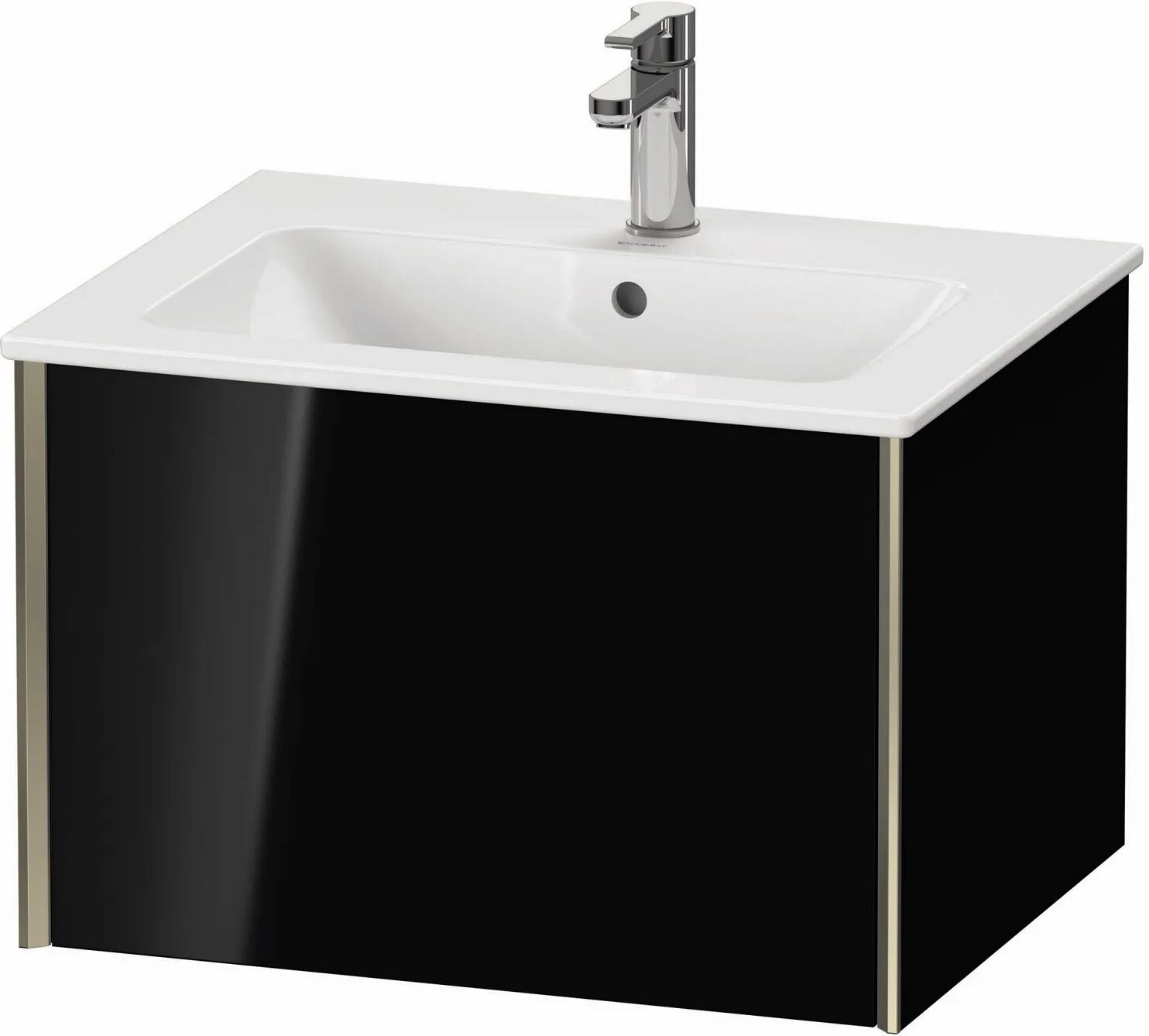 Duravit XViu Waschtischunterbau 61 cm, 1 Auszug, wandhängend   schwarz hochglanz (lack) XV40250B140