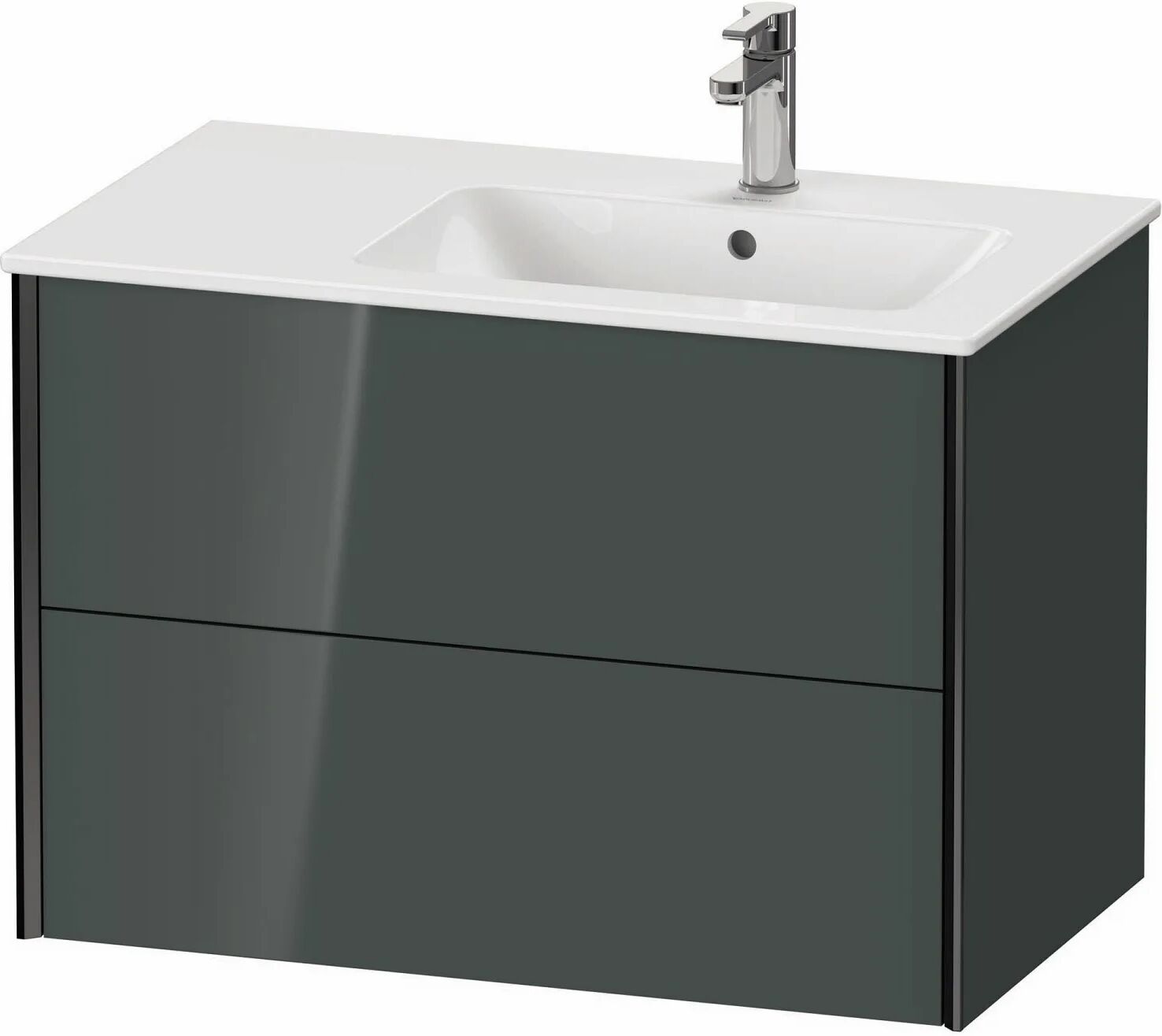 Duravit XViu Waschtischunterbau 81 cm, 2 Auszüge, wandhängend, für Becken rechts   dolomiti grey hochglanz (lack) XV41590B238