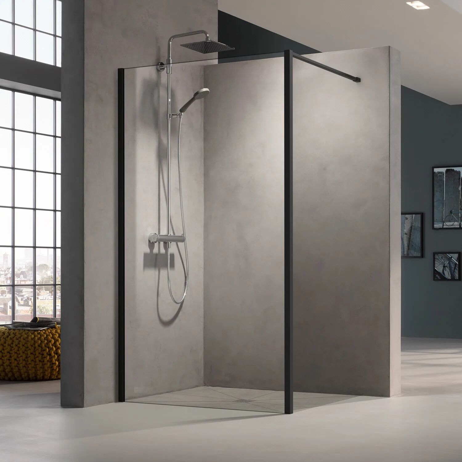 Kermi Dark Edition WALK-IN XB 150 x 200 cm, Wandprofil links WALK-IN XB B: 150 H: 200 cm schwarz soft XBWDL150203AK