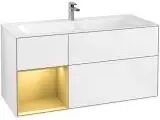 Villeroy & Boch Finion Waschtischunterschrank 119,6 cm mit Beleuchtung, Regalelement links   white matt lacquer/gold matt G060HFMT