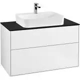 Villeroy & Boch Finion Waschtischunterschrank 100 cm mit Abdeckplatte, Wandbeleuchtung   white matt lacquer G35200MT