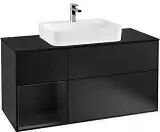 Villeroy & Boch Finion Waschtischunterschrank 120 cm mit Regalelement links, Abdeckplatte   black matt lacquer F412PDPD