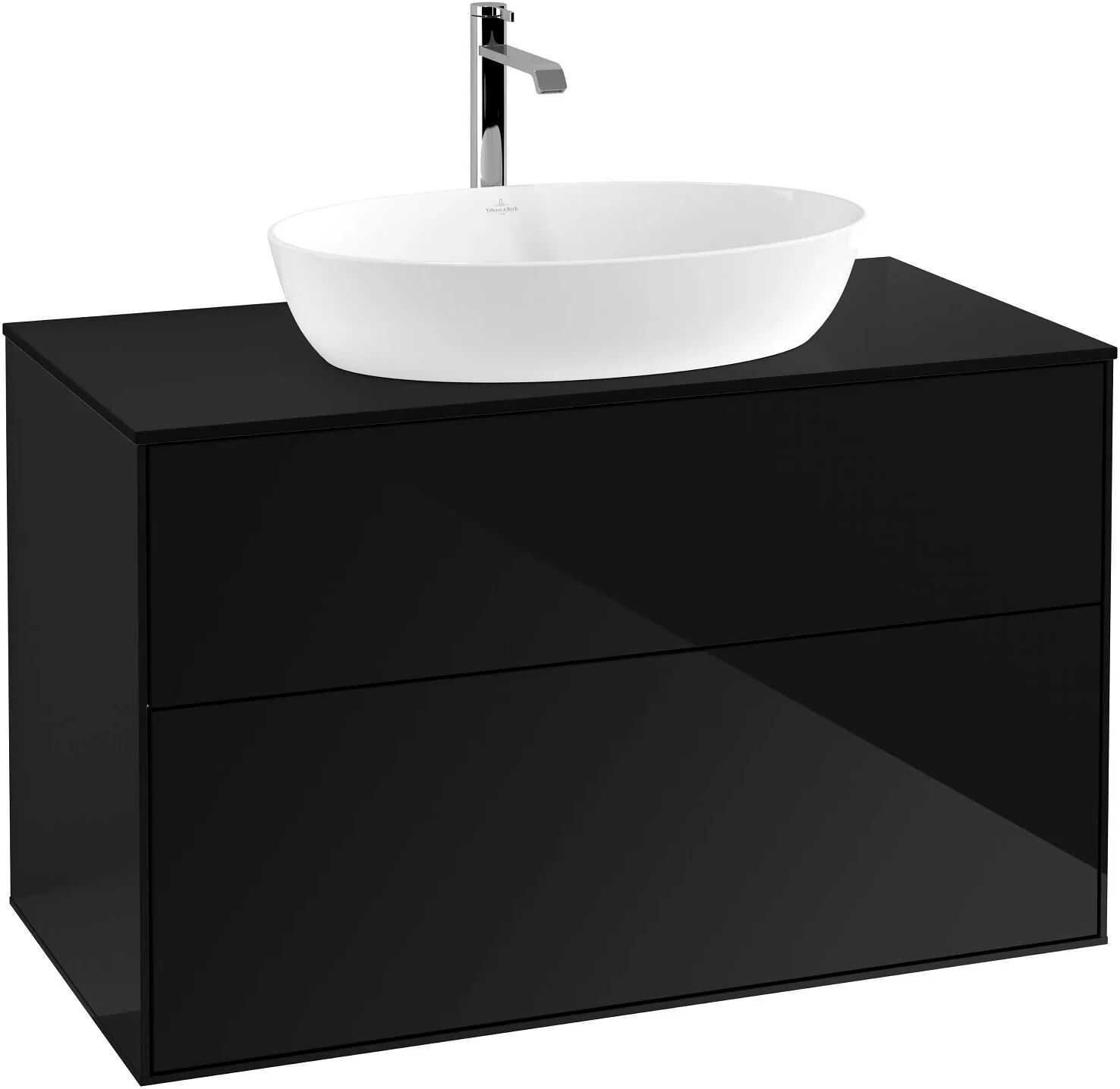 Villeroy & Boch Finion Waschtischunterschrank 100 cm mit Abdeckplatte   glossy black lacquer F76200PH