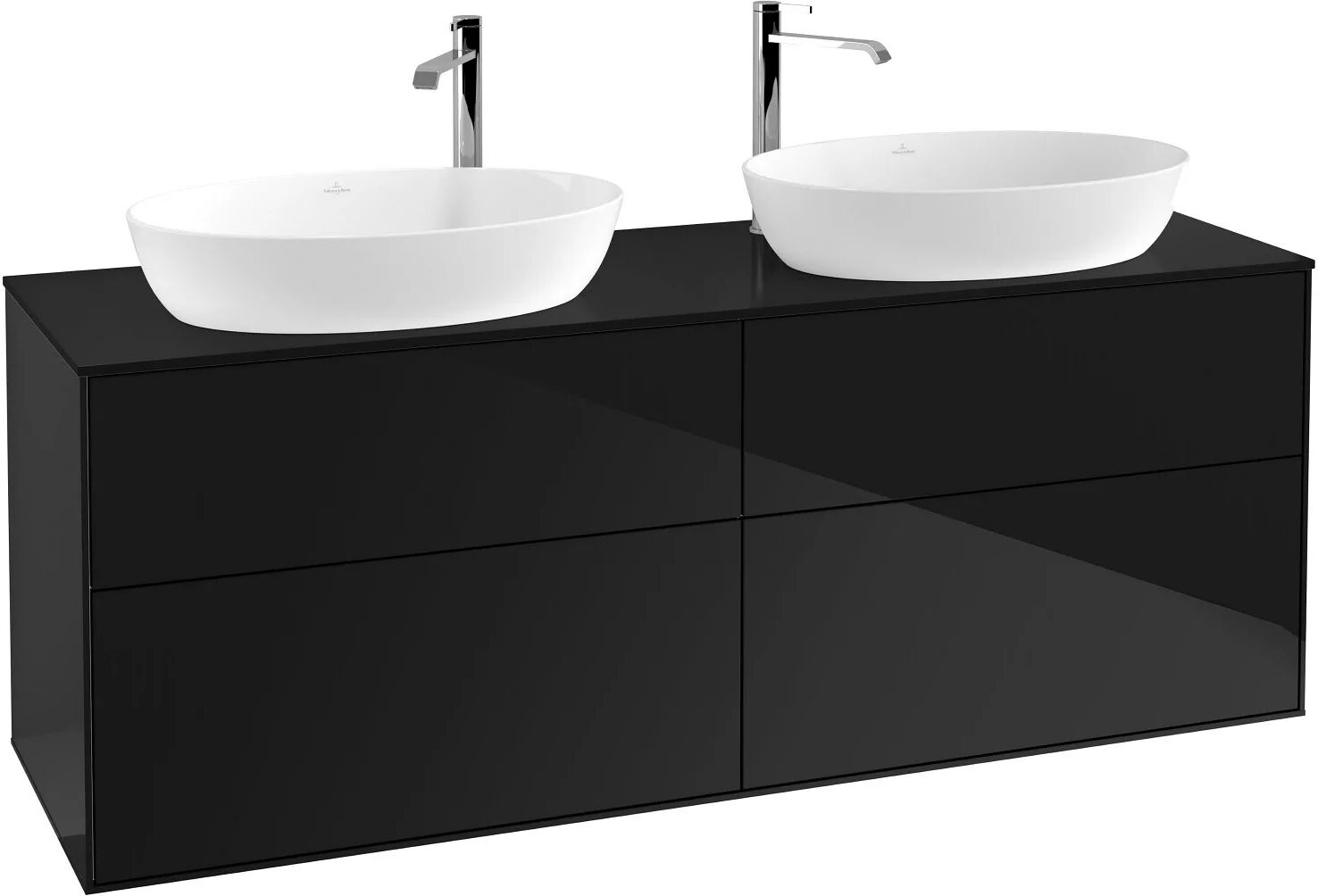 Villeroy & Boch Finion Waschtischunterschrank 160 cm mit Abdeckplatte   glossy black lacquer F96200PH