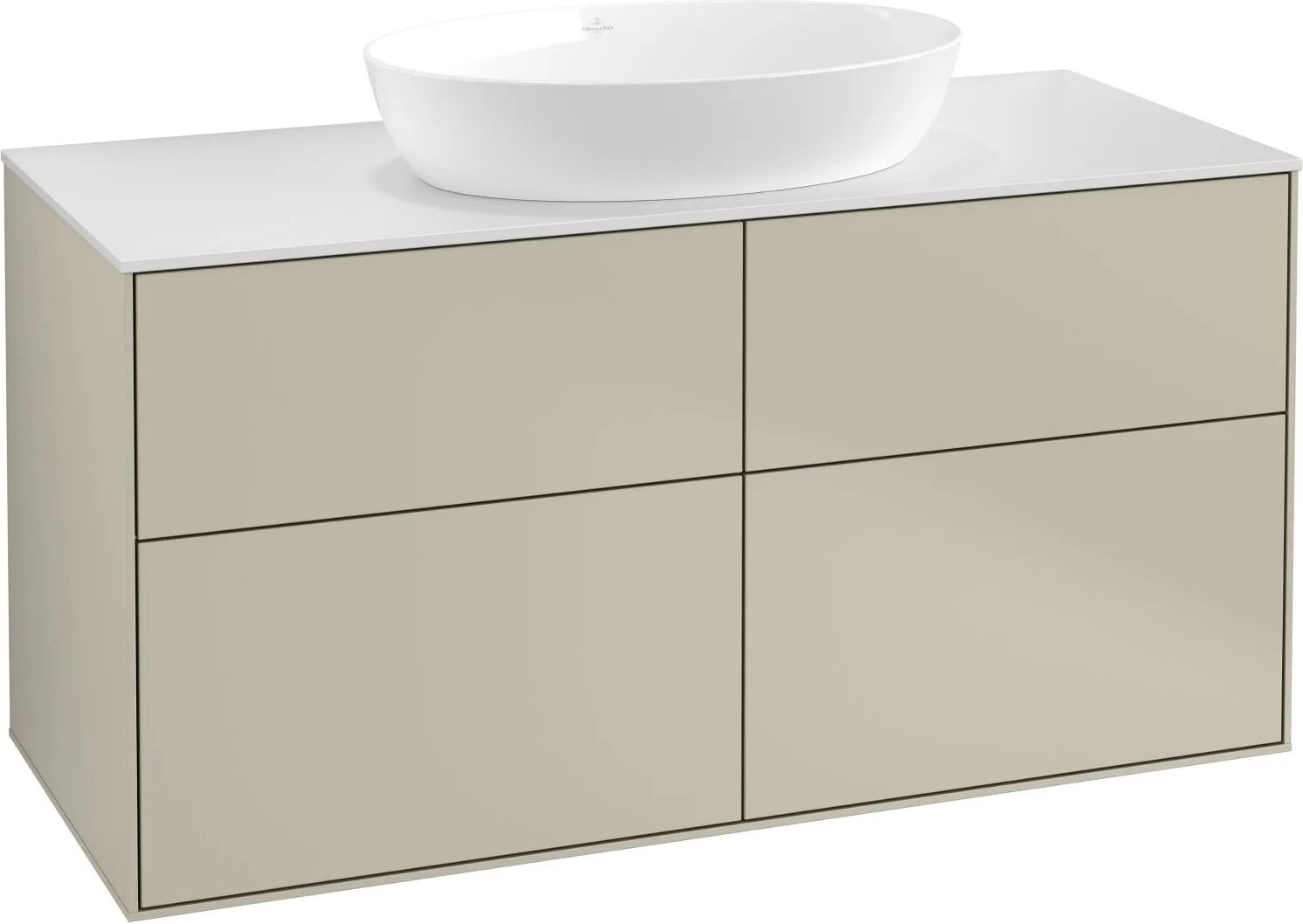 Villeroy & Boch Finion Waschtischunterschrank 120 cm mit Abdeckplatte und LED Wandbeleuchtung   sand matt lacquer GA3100HH