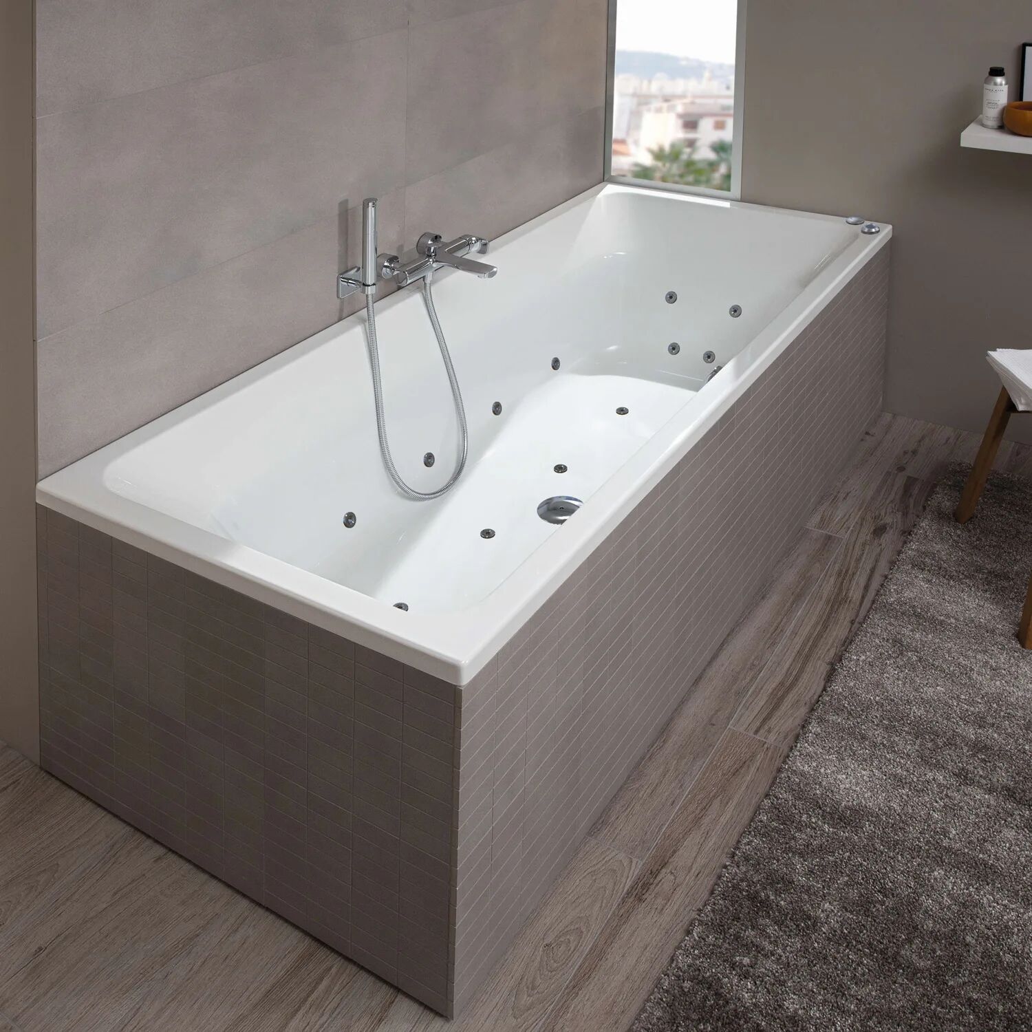 Villeroy & Boch Just Combipool 180 x 80 cm mit pneumatischer Steuerung Just L: 180 B: 80 cm weiß UCI180FRA2A2V01