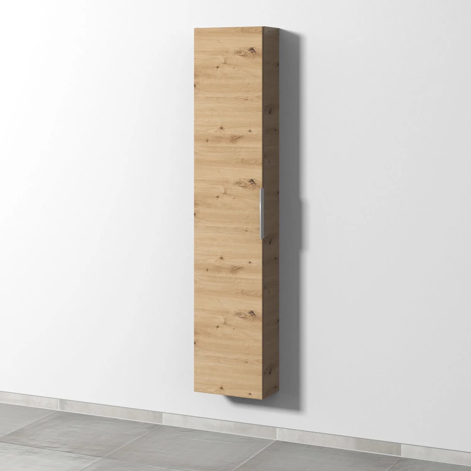 Sanipa 3way Hochschrank 35 cm tiefenreduziert, 1 Tür Anschlag links, mit Aufsatzgriff   eiche natural touch UM16285