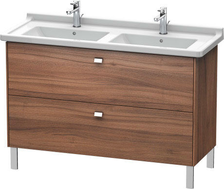 Duravit Brioso Waschtischunterbau BR442401079 1220x469mm, Nussbaum Natur/Chrom, 2 Auszüge