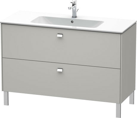 Duravit Brioso Waschtischunterbau BR440401007 1220x479mm, Betongrau Matt, 2 Auszüge, Griff Chrom