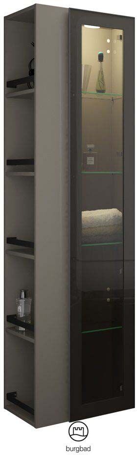 Burgbad Yumo Hochschrank HSKG050RF3194 176x32x50cm, rechts, Grau Hochglanz