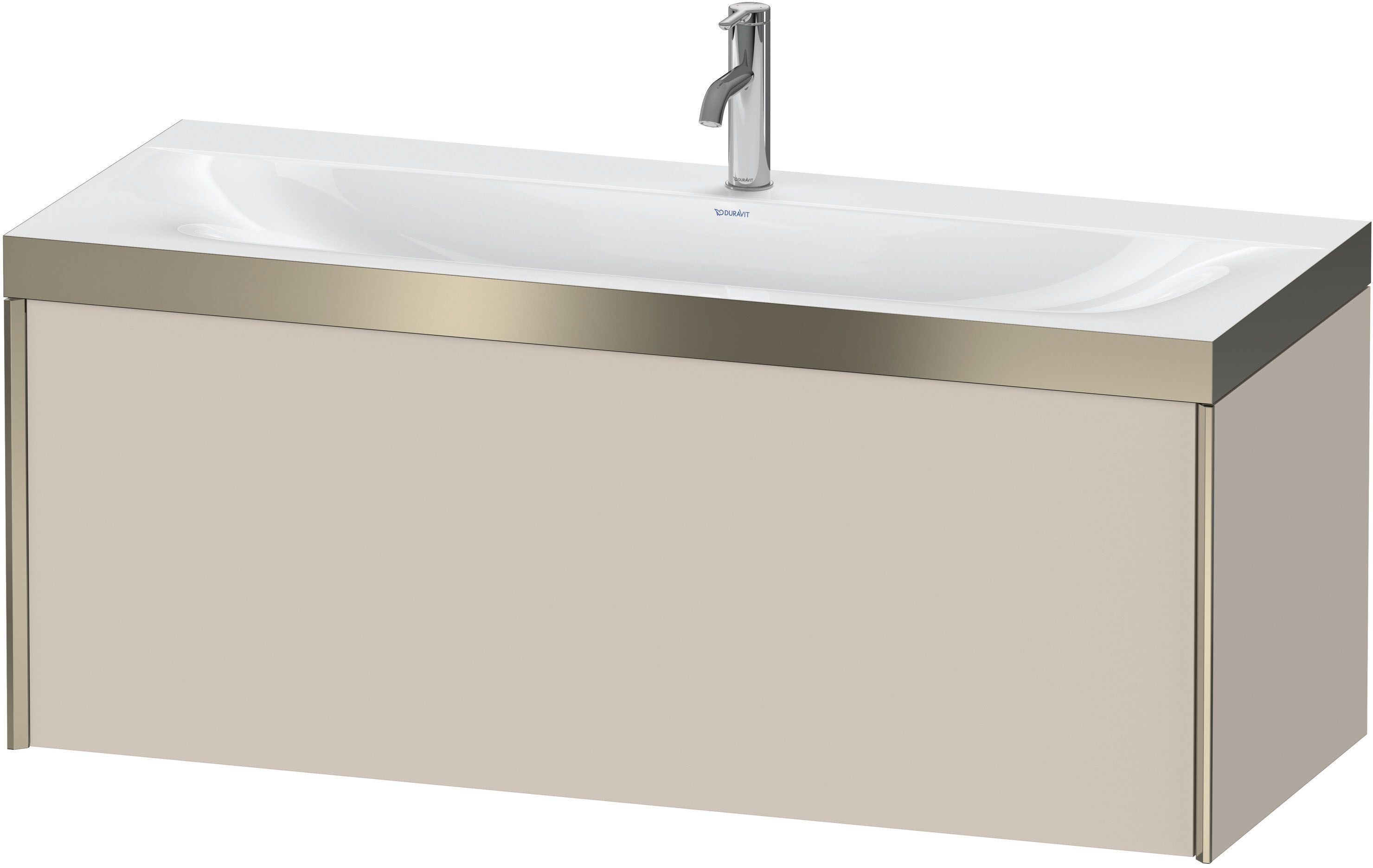 Duravit XViu Waschtisch-Unterschrank XV4612OB191P 120x48cm, 1 Auszug, 1 Hahnloch, champagner matt, Rahmen P, taupe matt