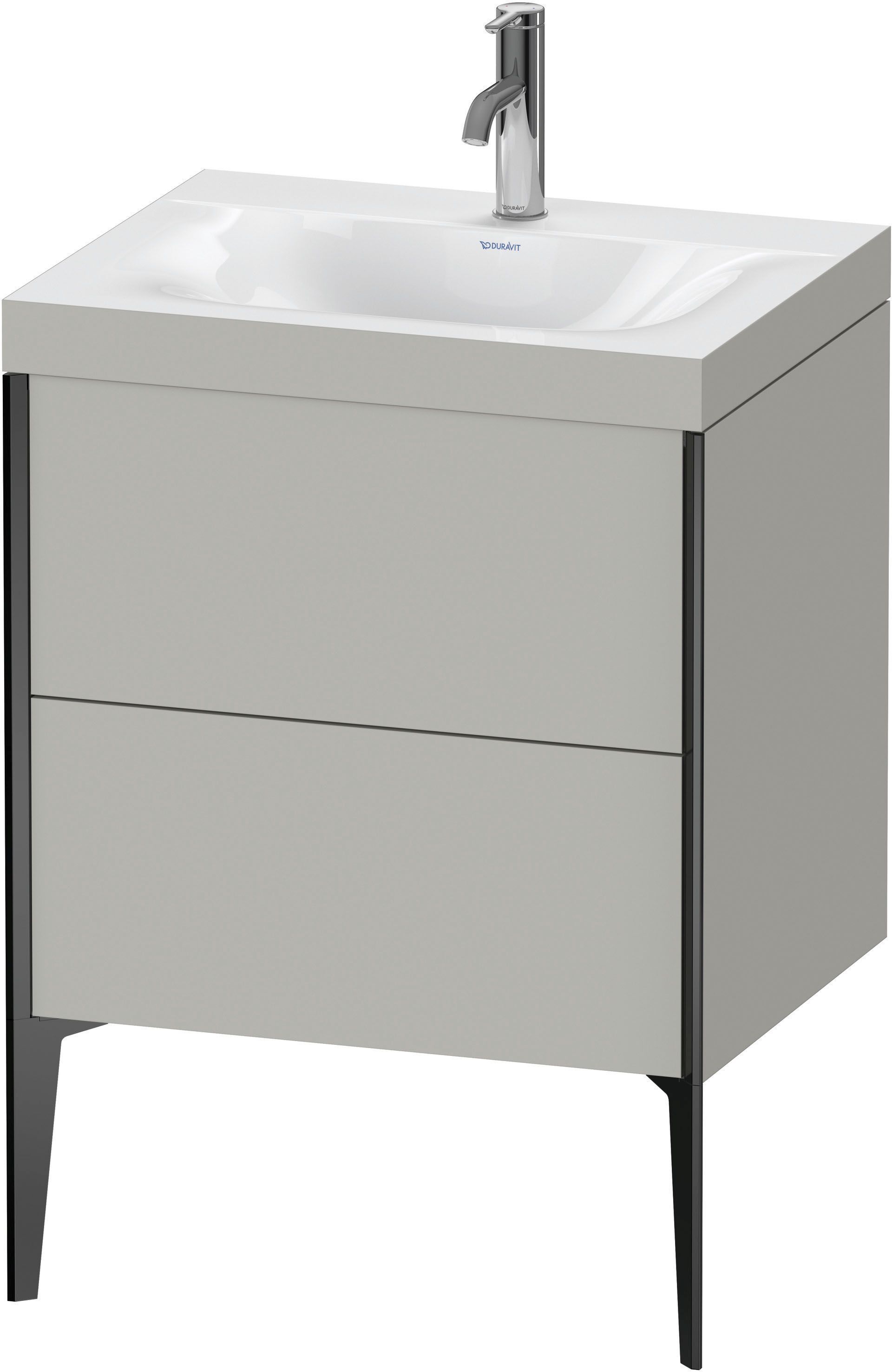 Duravit XViu Waschtisch-Unterschrank XV4709OB207C 60x48cm, 2 Auszüge, 1 Hahnloch, schwarz matt, Rahmen C, betongrau matt