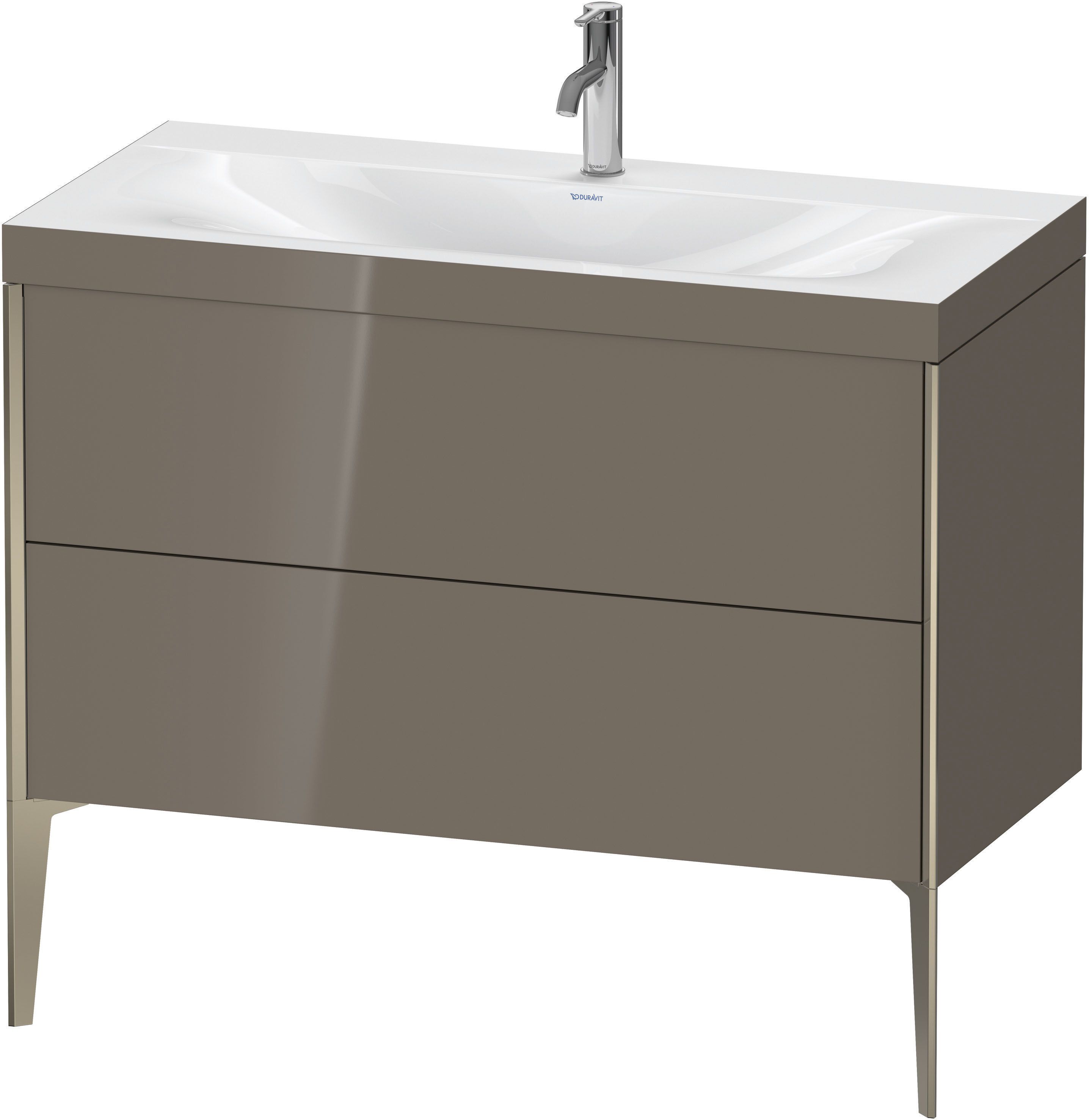 Duravit XViu Waschtisch-Unterschrank XV4711OB189C 100x48cm, 2 Auszüge, 1 Hahnloch, champagner matt, Rahmen C, flannel grey hochglanz