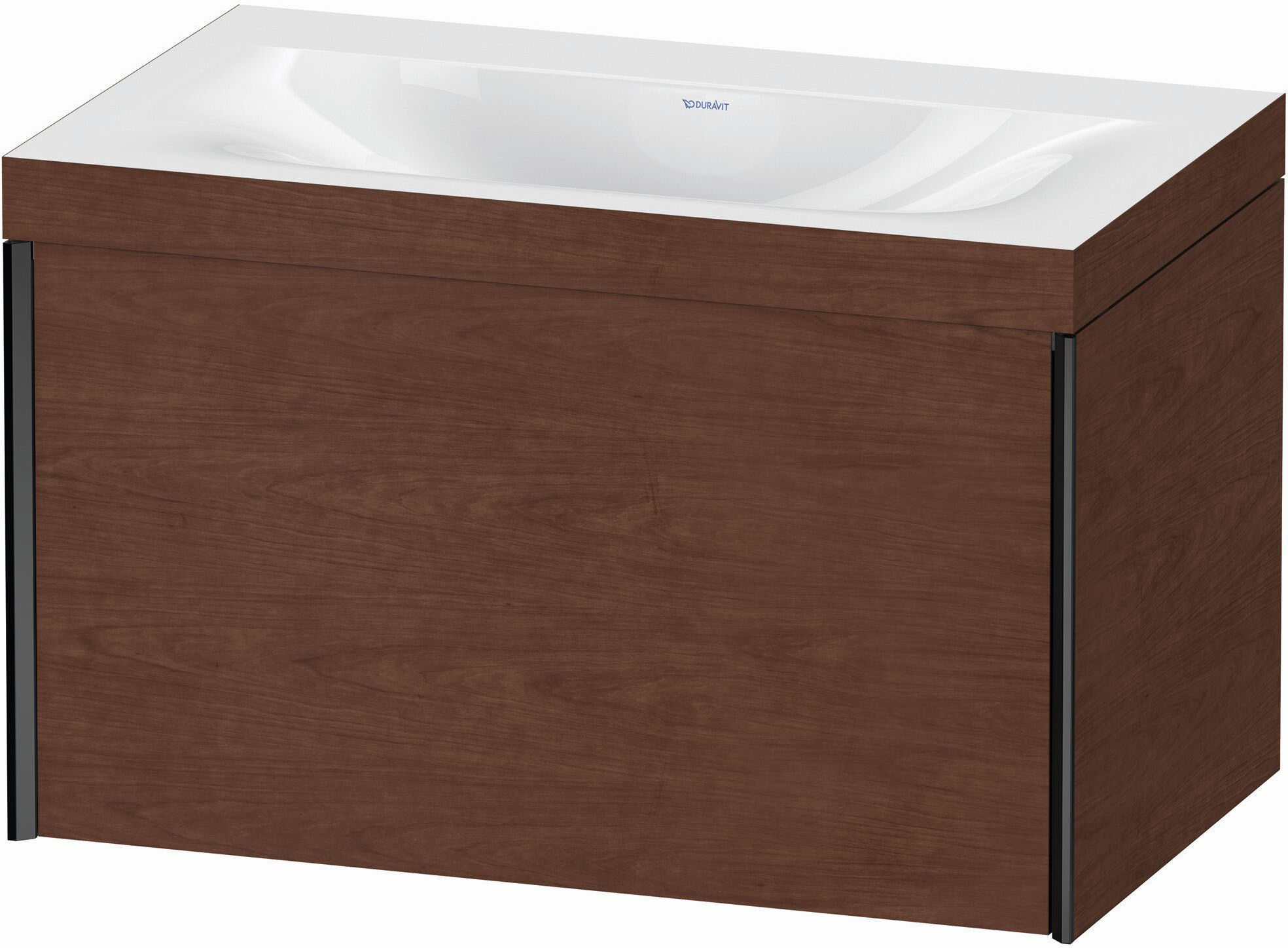 Duravit XViu Waschtisch-Unterschrank XV4610NB213C 80x48cm, 1 Auszug, schwarz matt, Rahmen C, amerikanischer nussbaum