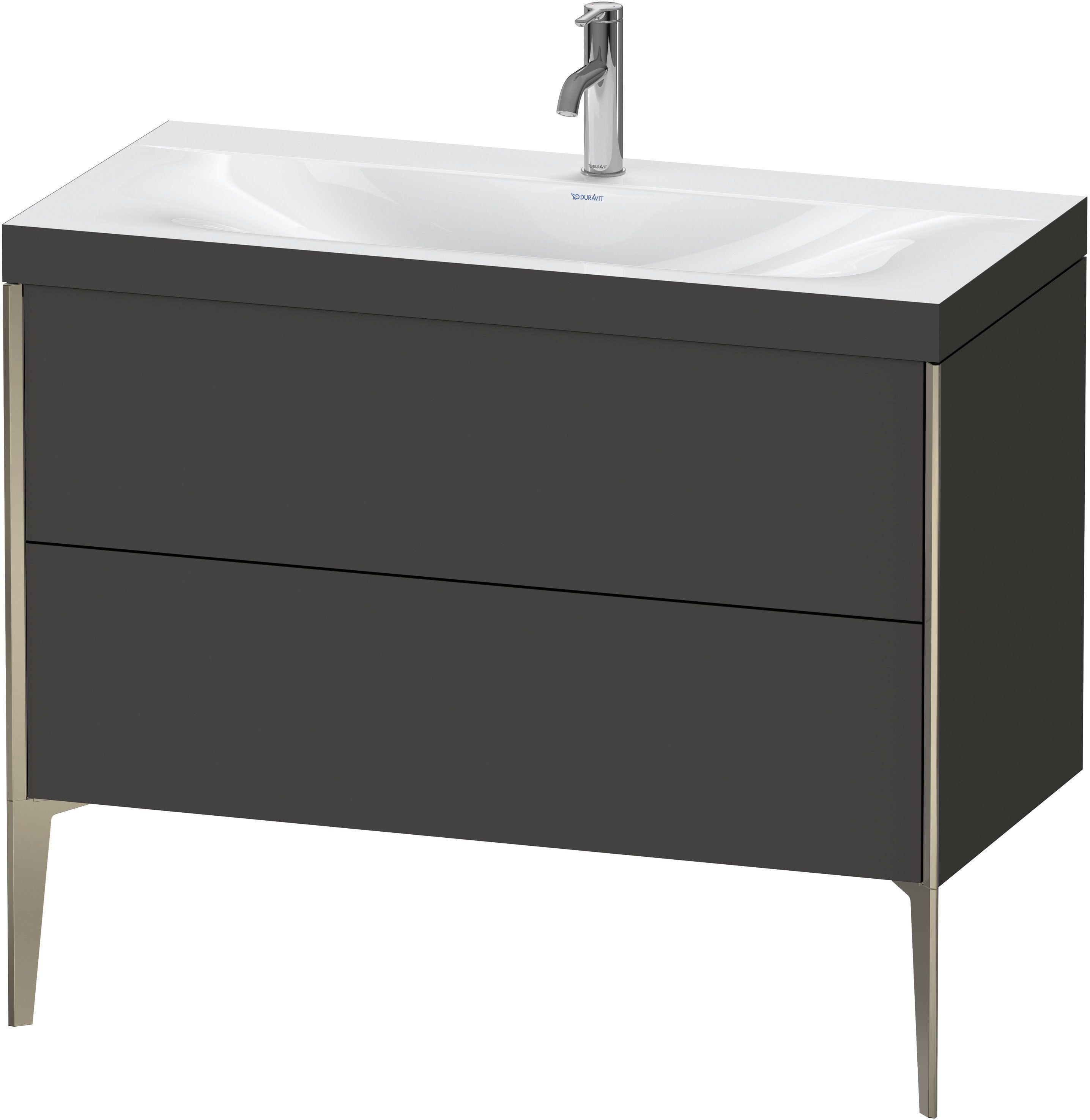 Duravit XViu Waschtisch-Unterschrank XV4711OB180C 100x48cm, 2 Auszüge, 1 Hahnloch, champagner matt, Rahmen C, graphit supermatt