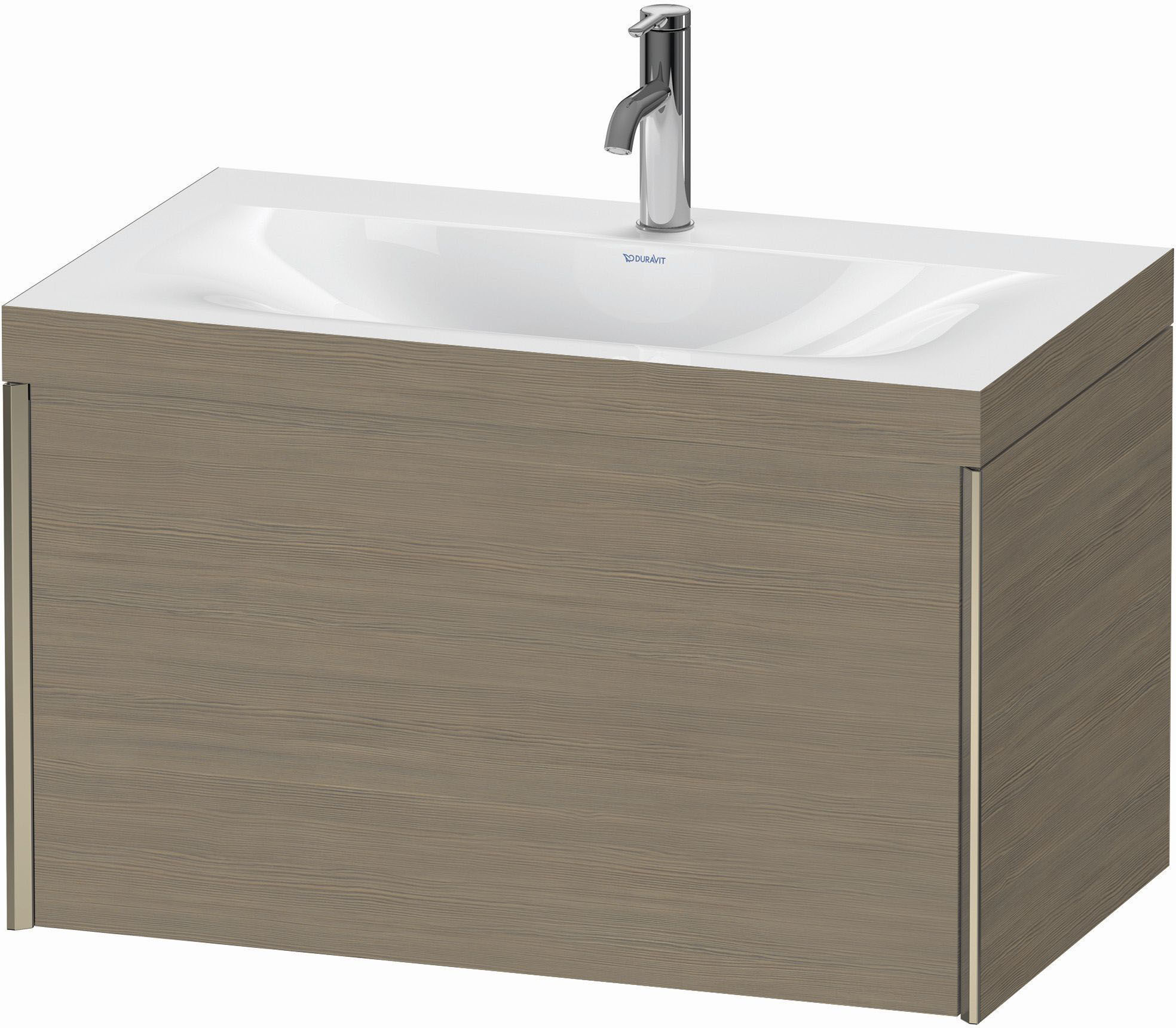 Duravit XViu Waschtisch-Unterschrank XV4610OB135C 80x48cm, 1 Auszug, 1 Hahnloch, champagner matt, Rahmen C, Eiche terra