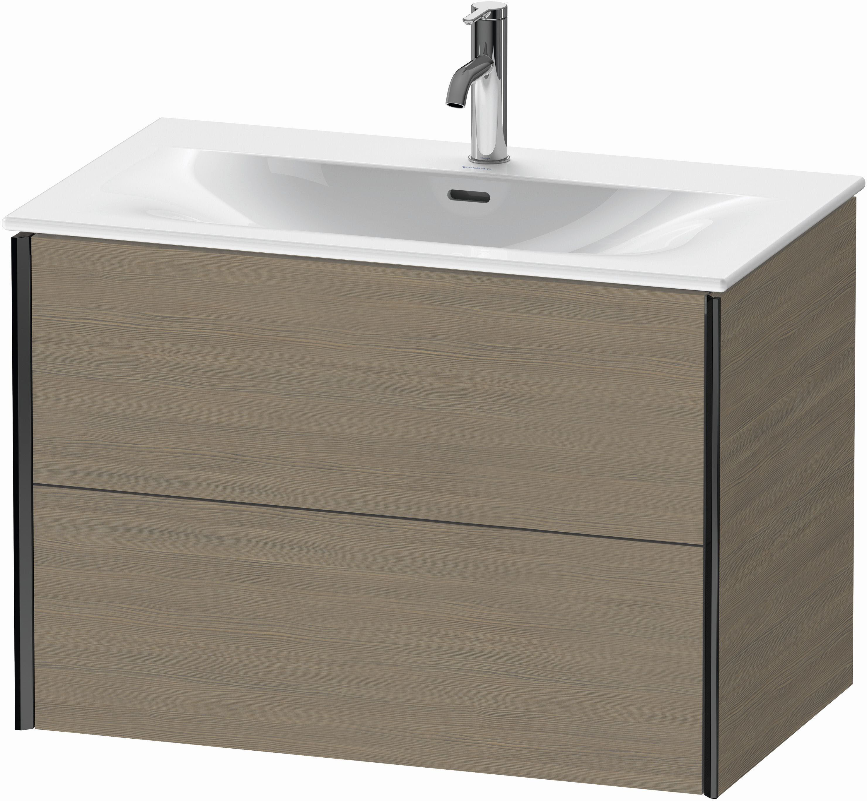 Duravit XViu Waschtisch-Unterschrank XV41340B235 81 x 55,7 x 48 cm, Eiche terra, 2 Schubkästen, schwarz matt