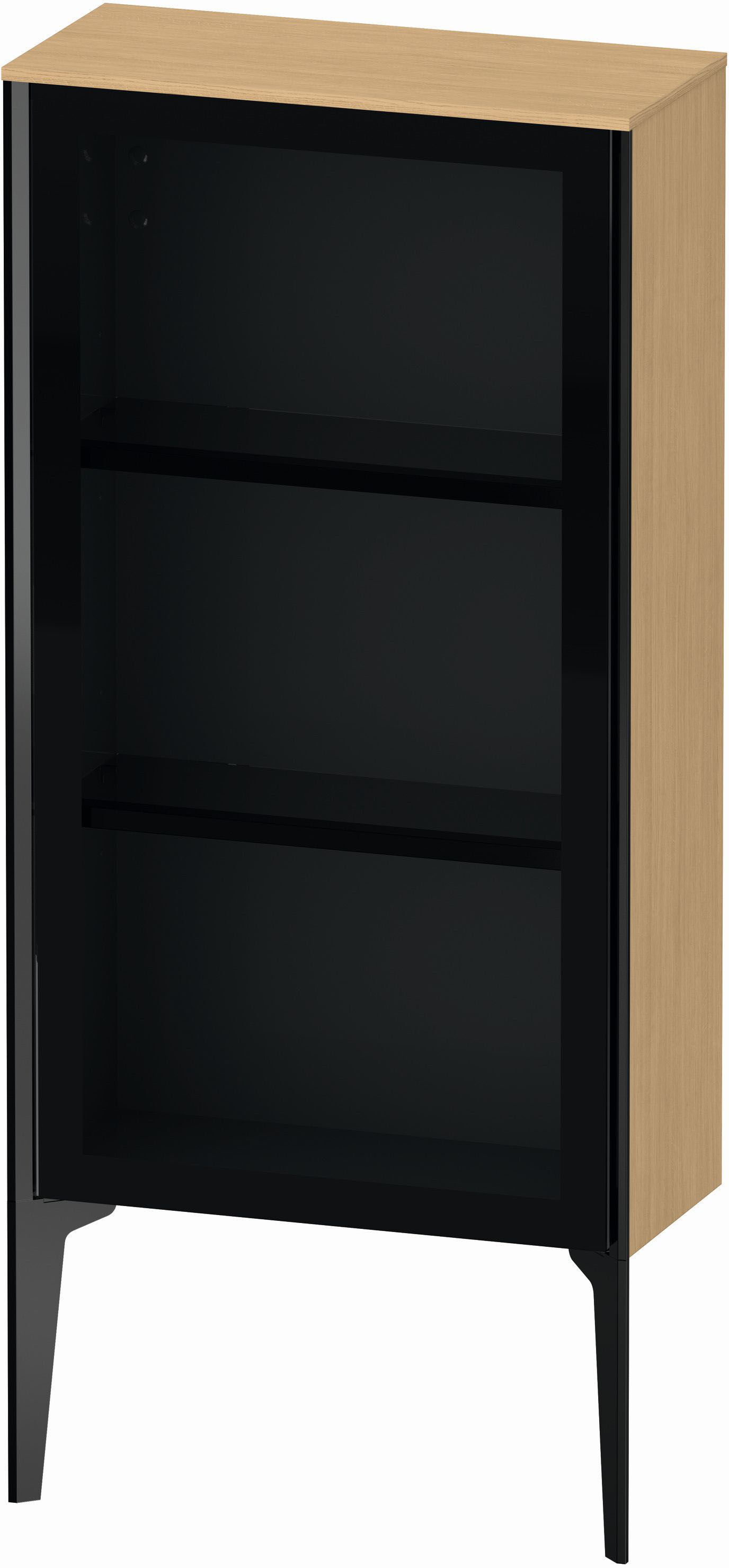 Duravit XViu Halbhochschrank XV1361LB230 50x24x89cm, Glastür, schwarz matt, Tür links, Eiche natur