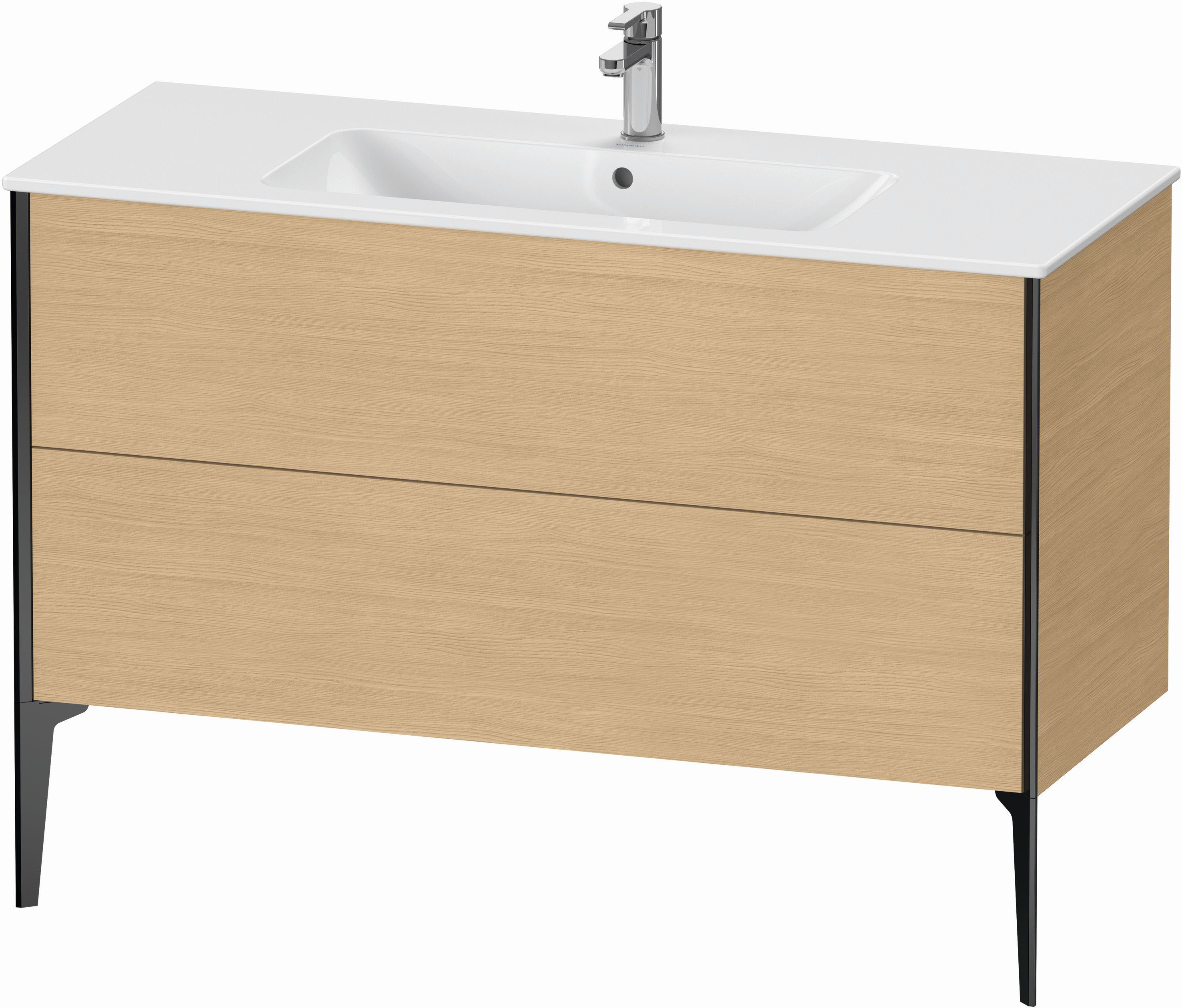 Duravit XViu Waschtisch-Unterschrank XV44840B230 121 x 59,4 x 48 cm, Eiche natur, 2 Auszüge, stehend, schwarz matt