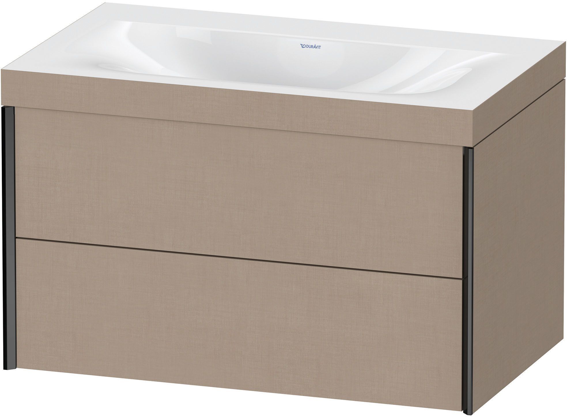 Duravit XViu Waschtisch-Unterschrank XV4615NB275C 80x48cm, 2 Schubkästen, ohne Hahnloch, schwarz matt, Rahmen C, leinen