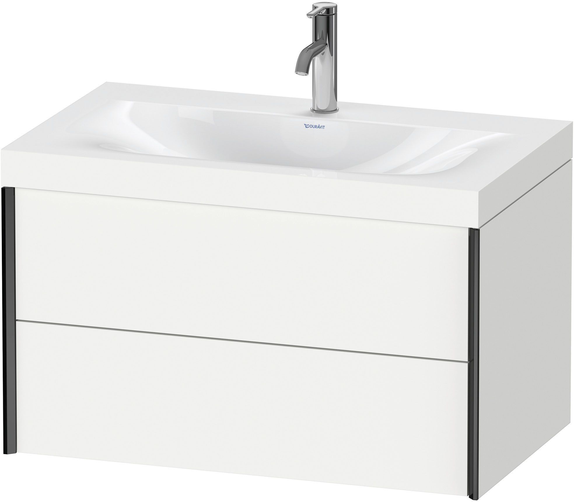 Duravit XViu Waschtisch-Unterschrank XV4615OB218C 80x48cm, 2 Schubkästen, 1 Hahnloch, schwarz matt, Rahmen C, weiß matt