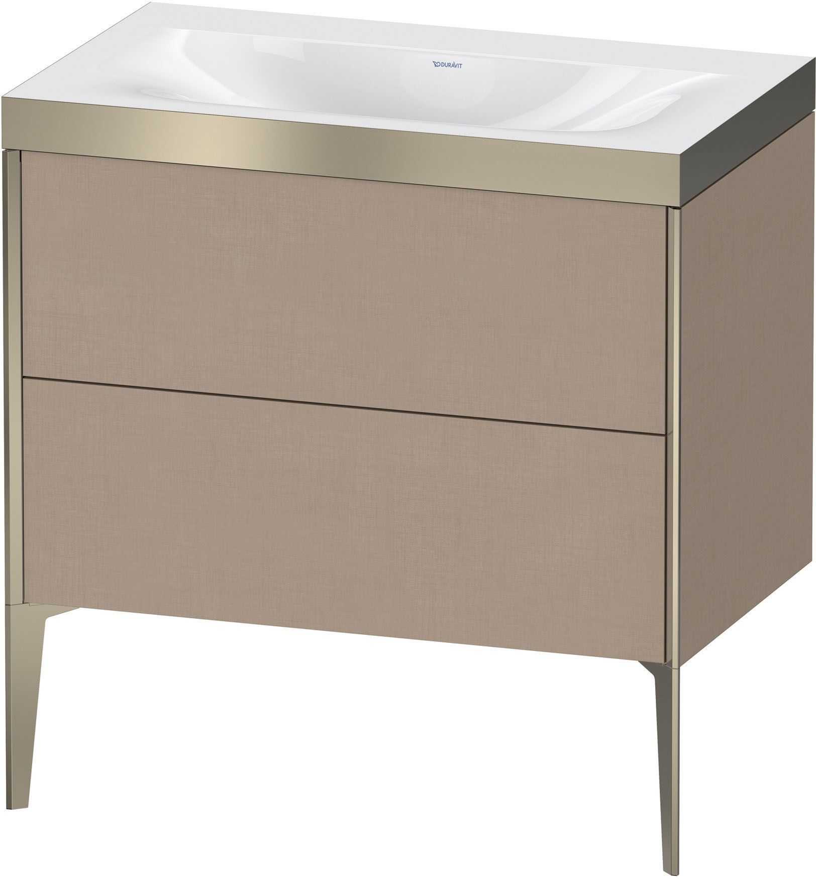 Duravit XViu Waschtisch-Unterschrank XV4710NB175P 80x48cm, 2 Auszüge, ohne Hahnloch, champagner matt, Rahmen P, leinen