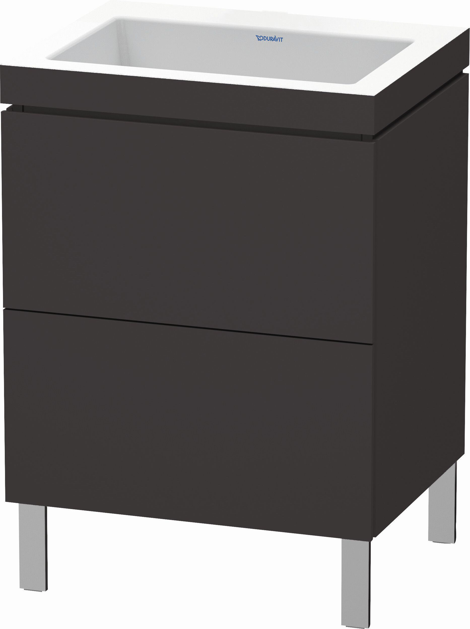 Duravit L-Cube Waschtisch-Unterschrank LC6936N8080 60 x 48 cm, ohne Hahnloch, graphit supermatt, 2 Auszüge, bodenstehend