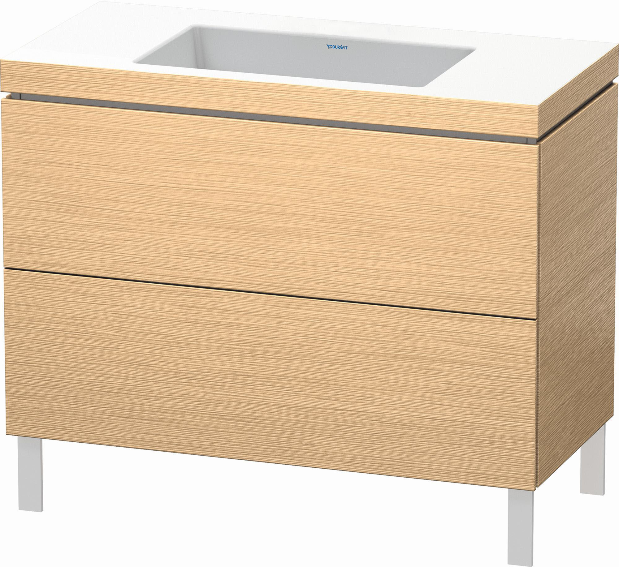 Duravit L-Cube Waschtisch-Unterschrank LC6938N1212 100 x 48 cm, ohne Hahnloch, eiche gebürstet, 2 Auszüge, bodenstehend