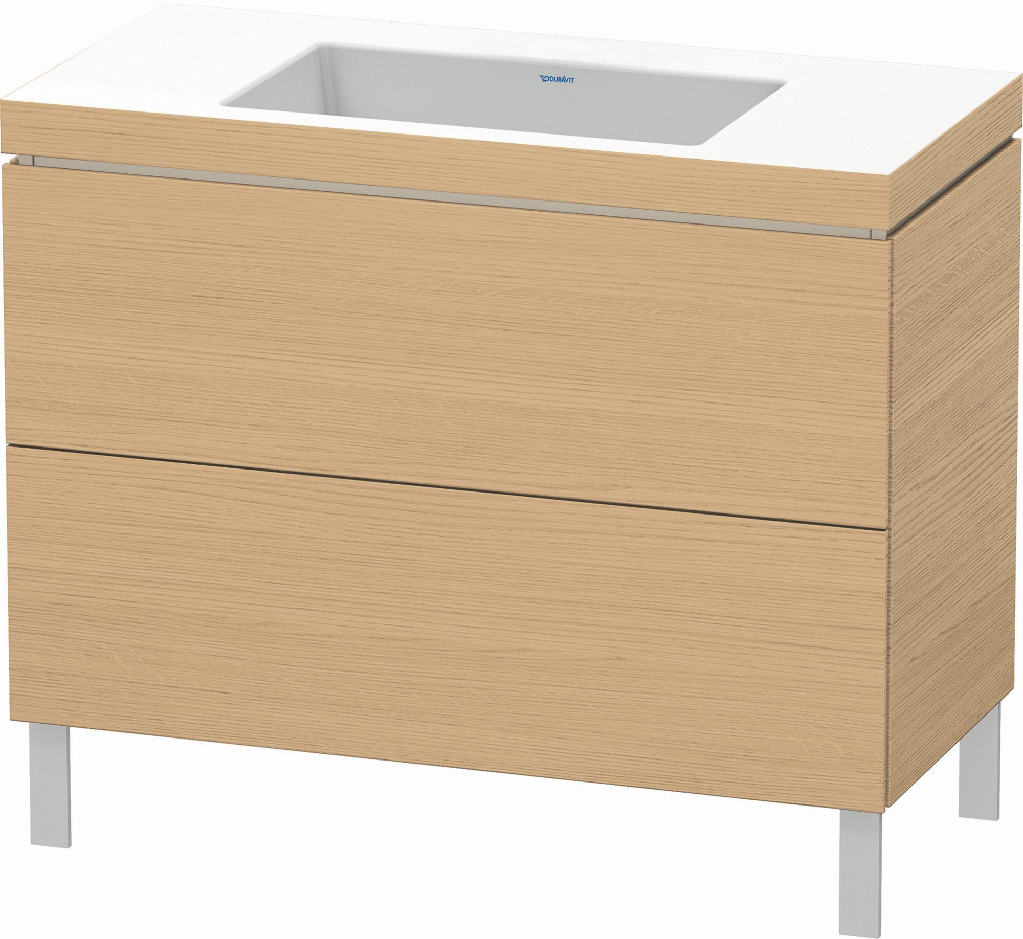 Duravit L-Cube Waschtisch-Unterschrank LC6938N3030 100 x 48 cm, ohne Hahnloch, Eiche natur, 2 Auszüge, bodenstehend