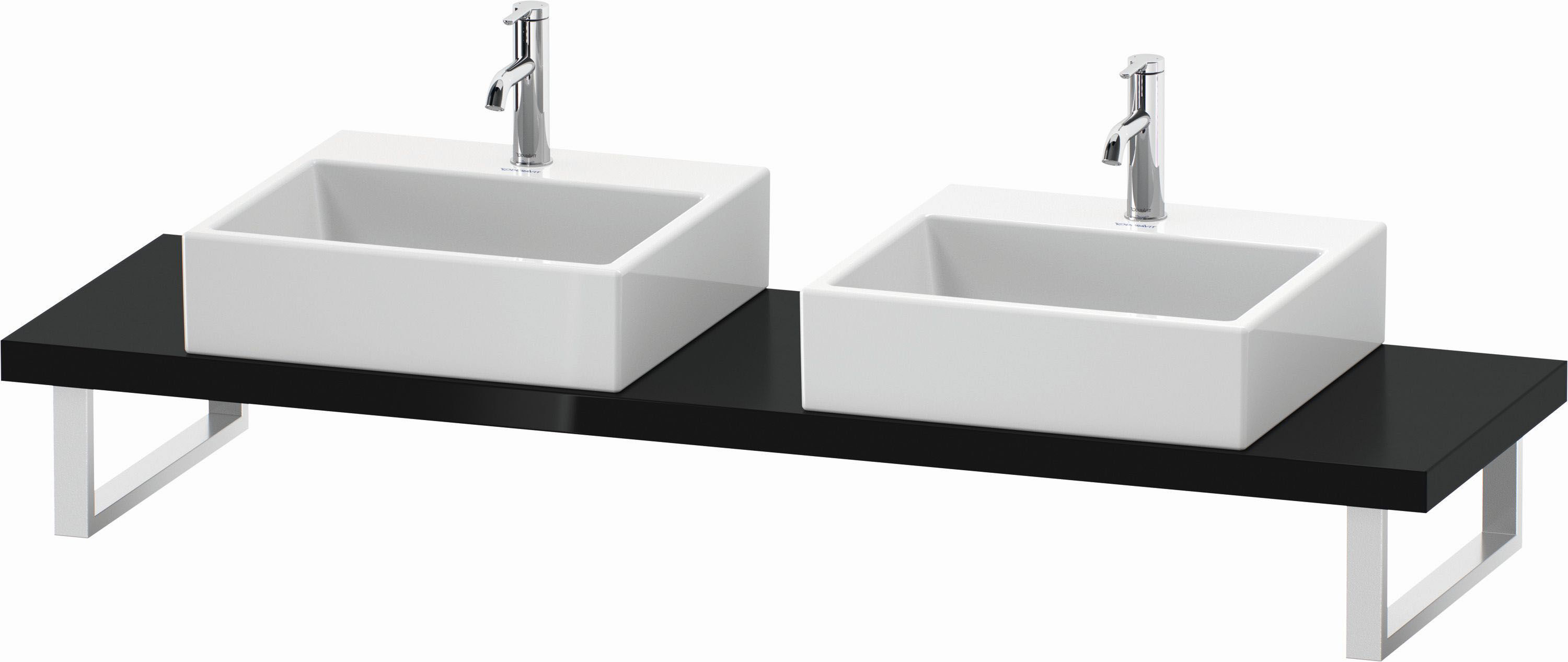 Duravit XViu Waschtisch-Konsole XV101C04040 48 x 4,5 cm, schwarz hochglanz, für Aufsatzbecken, variabel, 2 Ausschnitte