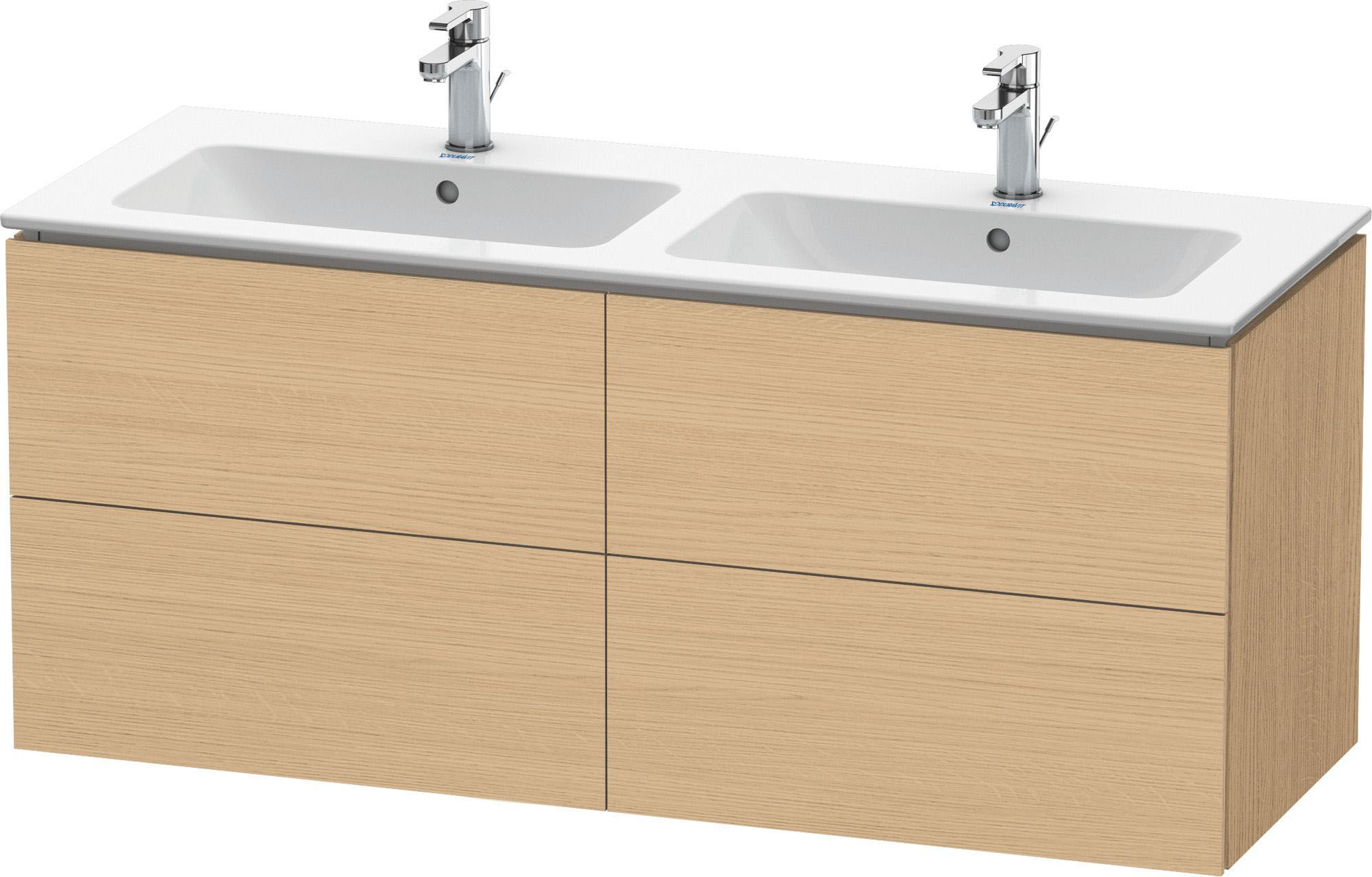 Duravit L-Cube Waschtisch-Unterschrank LC625903030 129x48,1x55cm, 4 Schubkästen, wandhängend, Eiche natur