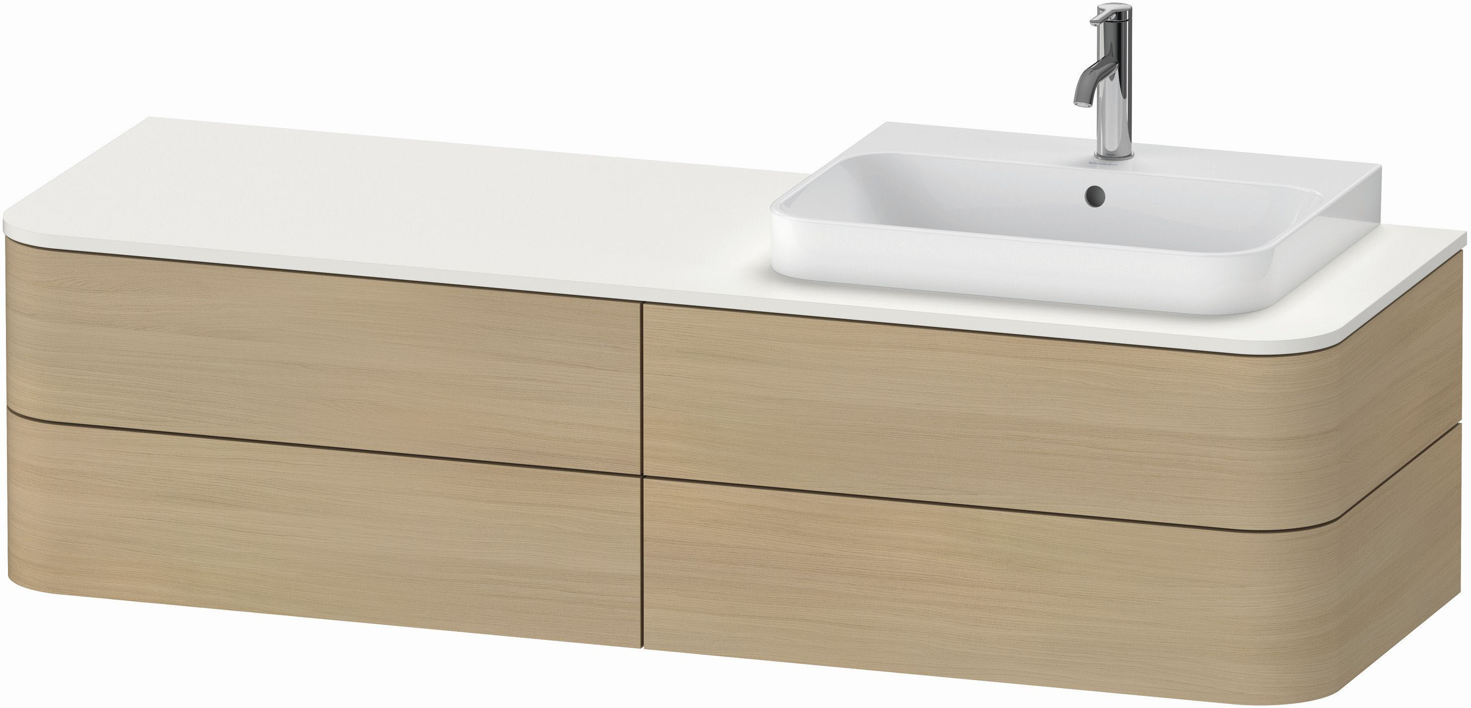 Duravit Happy D.2 Waschtisch-Unterschrank HP4963R7171 40,8 x 160 x 55 cm, 4 Schubkästen, für Möbelwaschtisch, rechts, mediterrane Eiche