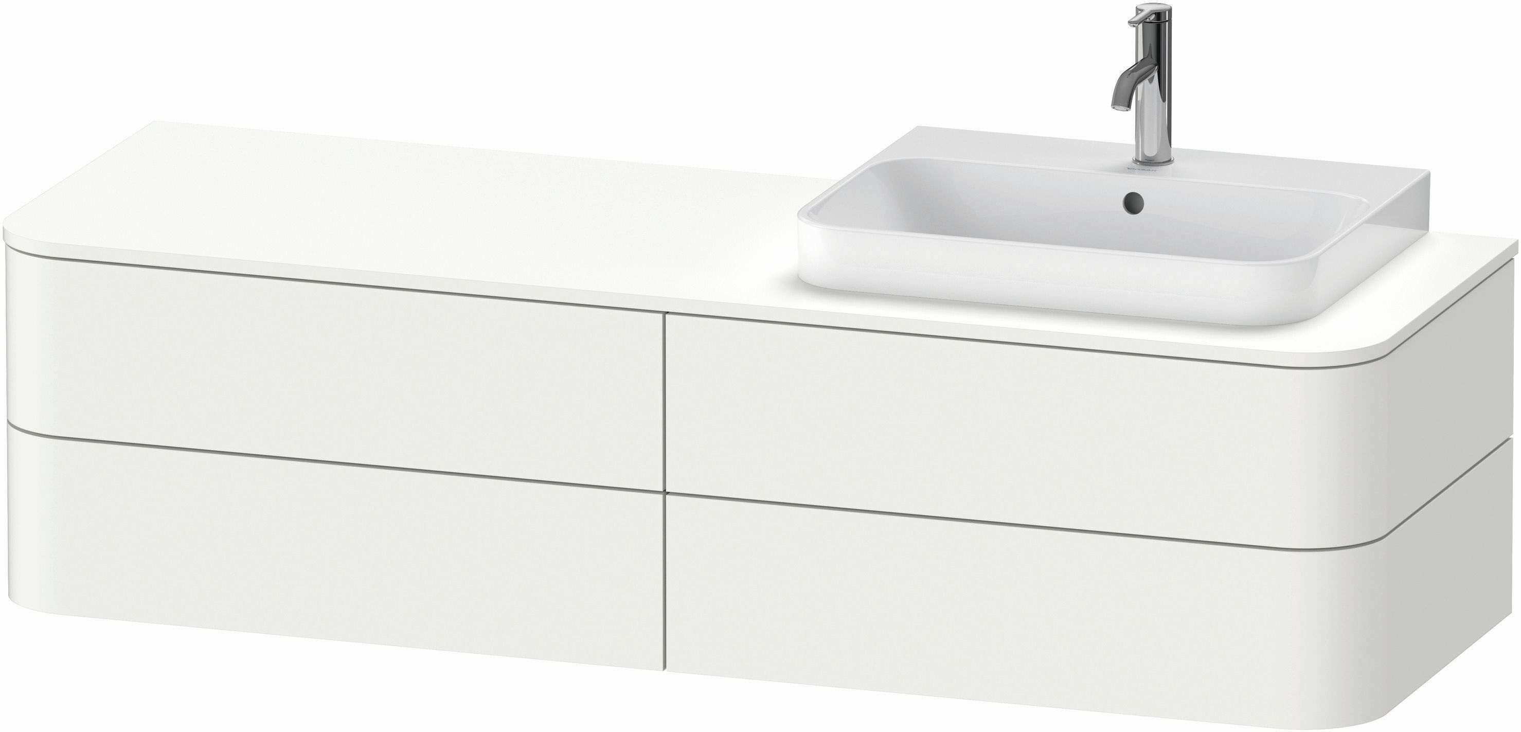 Duravit Happy D.2 Waschtisch-Unterschrank HP4973R3636 40,8 x 160 x 55 cm, 4 Schubkästen, für Aufsatzbecken, rechts, weiß seidenmatt