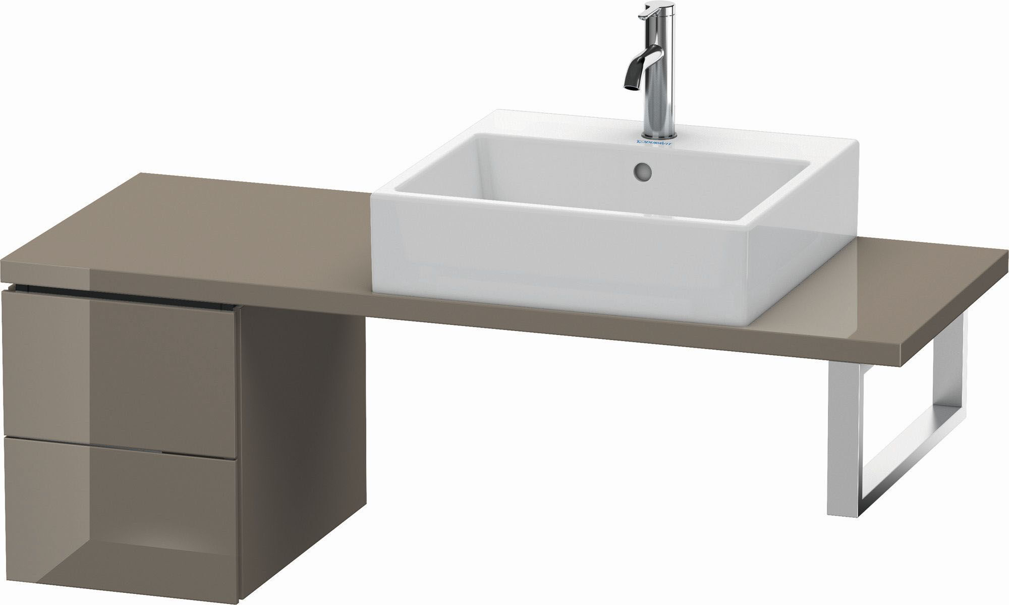 Duravit L-Cube Unterschrank LC582508989 32 x 47,7 cm, flannel grey hochglanz, für Konsole, 2 Schubkästen