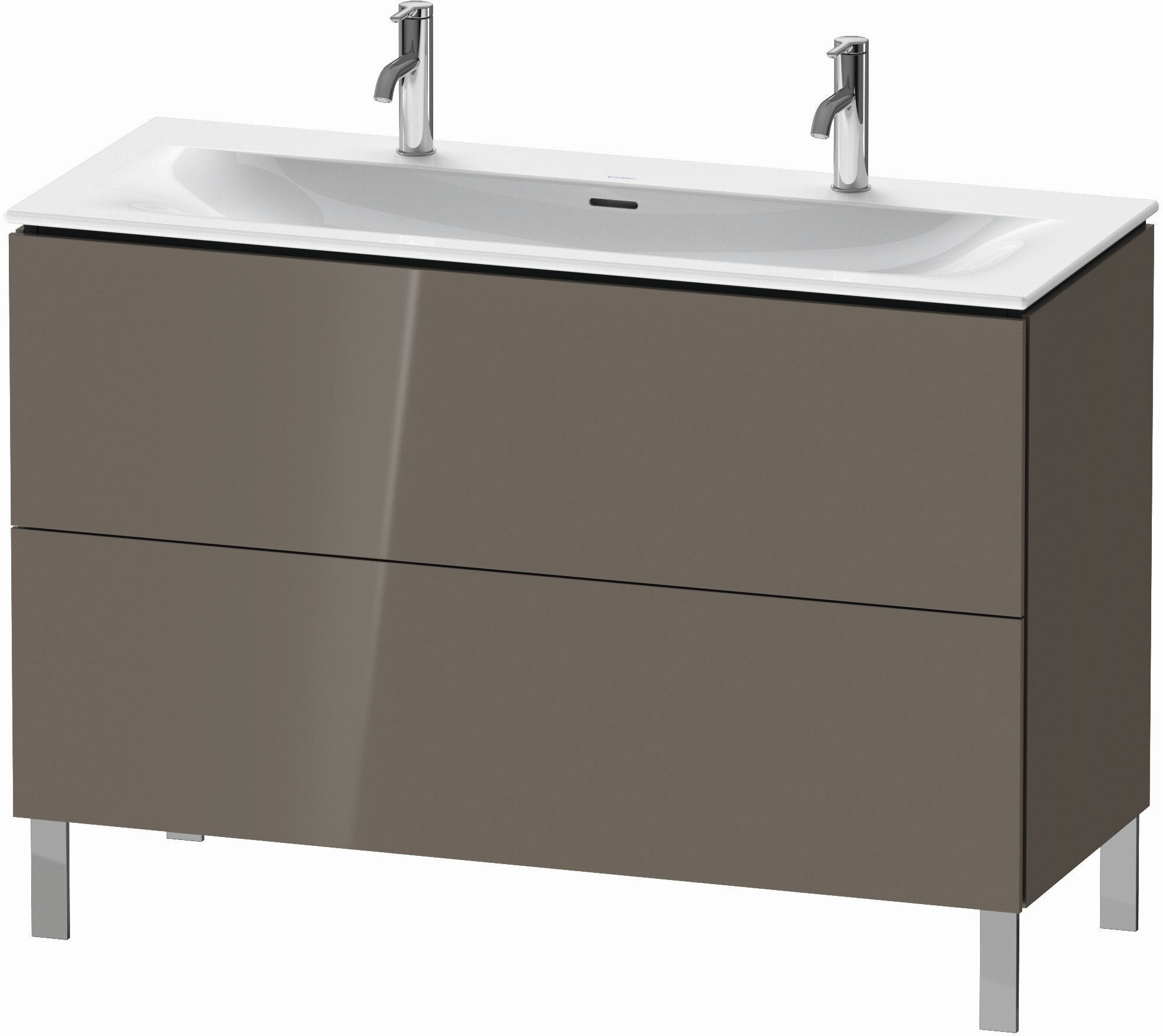 Duravit L-Cube Waschtisch-Unterschrank LC659908989 122 x 48,1 cm, flannel grey hochglanz, 2 Auszüge, stehend