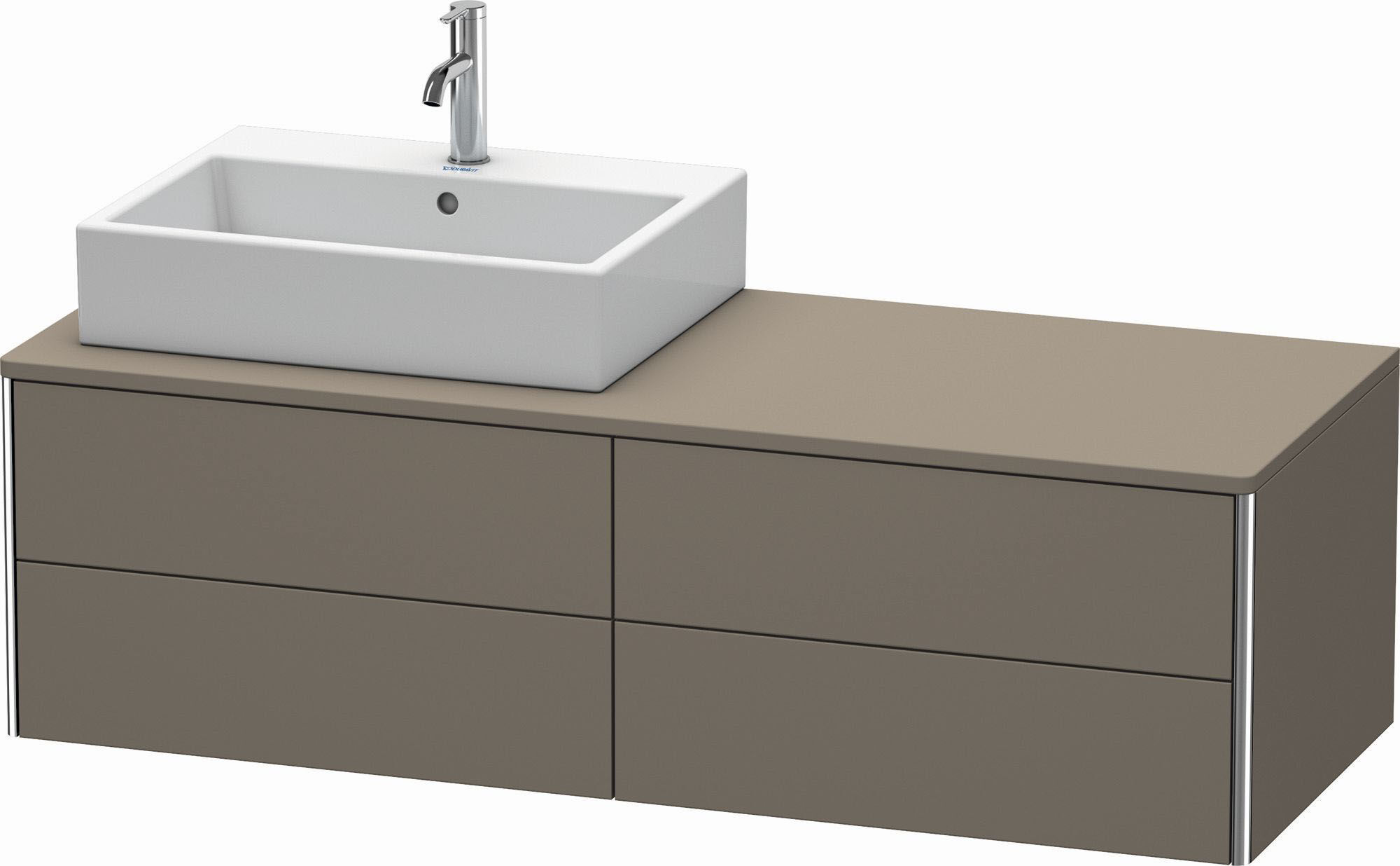 Duravit XSquare Waschtisch-Unterschrank XS4913L9090 140x40x54,8cm, 4 Schubkästen, links, Flannel Grey seidenmatt