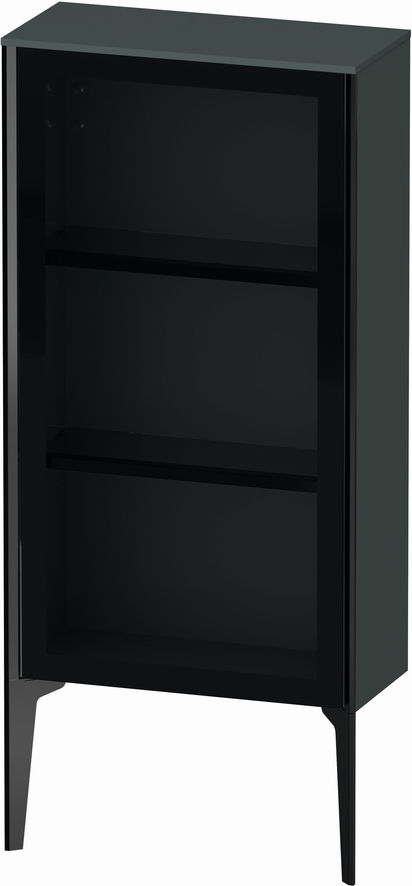 Duravit XViu Halbhochschrank XV1361LB238 50x24x89cm, Glastür, schwarz matt, Tür links, dolomiti grey hochglanz