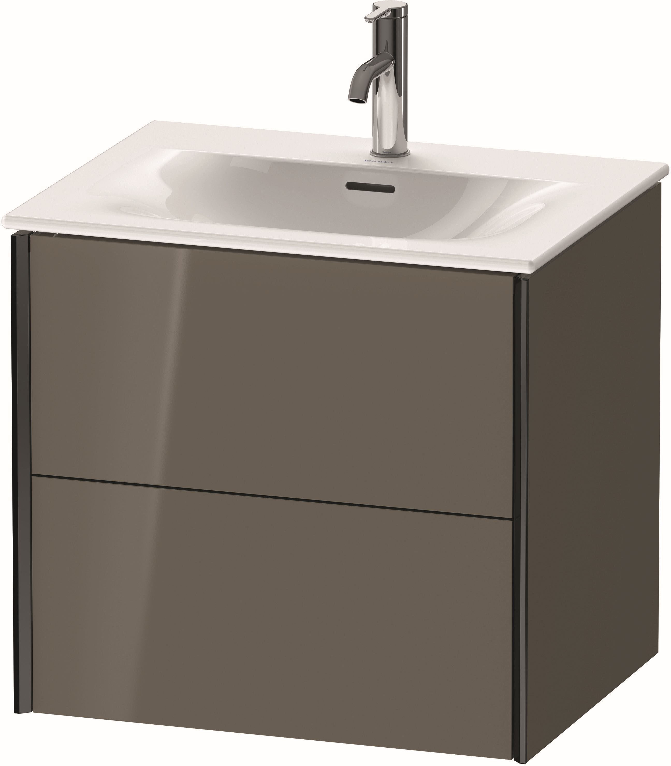 Duravit XViu Waschtisch-Unterschrank XV41320B289 61 x 55,7 x 48 cm, flannel grey hochglanz, 2 Schubkästen, schwarz matt